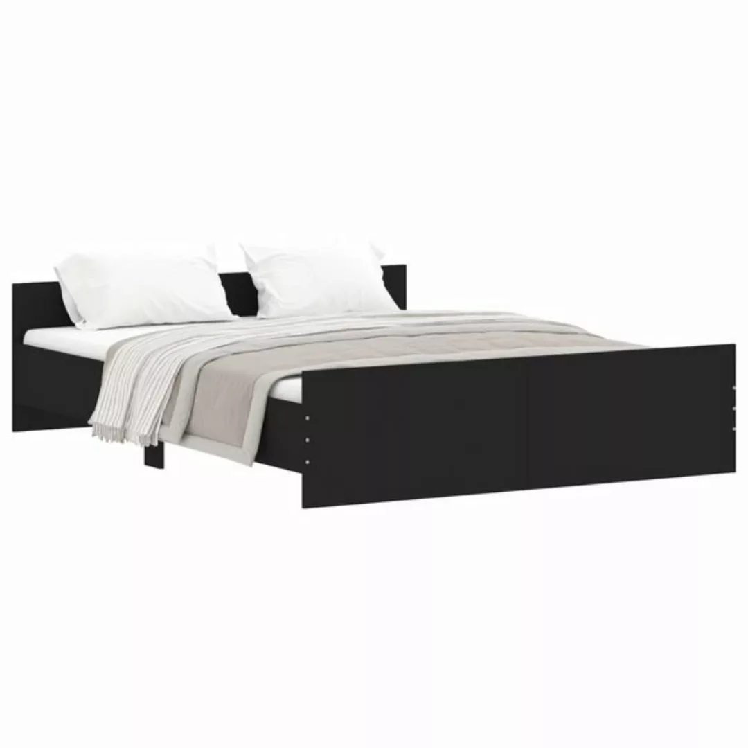 furnicato Bett Bettgestell mit Kopf- und Fußteil Schwarz 160x200 cm günstig online kaufen