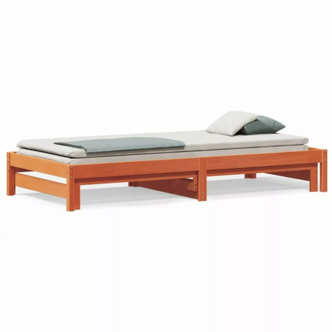 vidaXL Bett Tagesbett Ausziehbar Wachsbraun 80x200 cm Massivholz Kiefer günstig online kaufen
