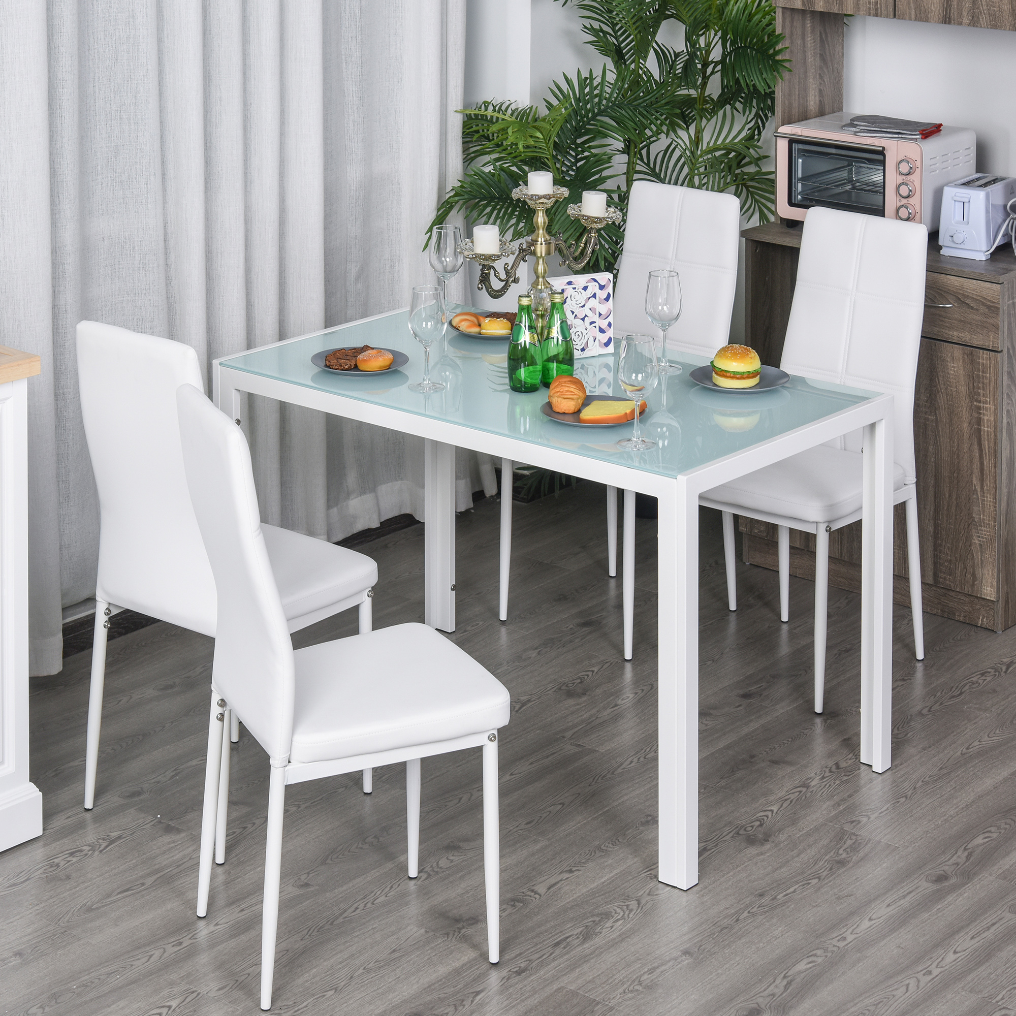 HOMCOM Esszimmer-Set mit Esstisch und Stühlen für 4 Personen, Küchentisch m günstig online kaufen