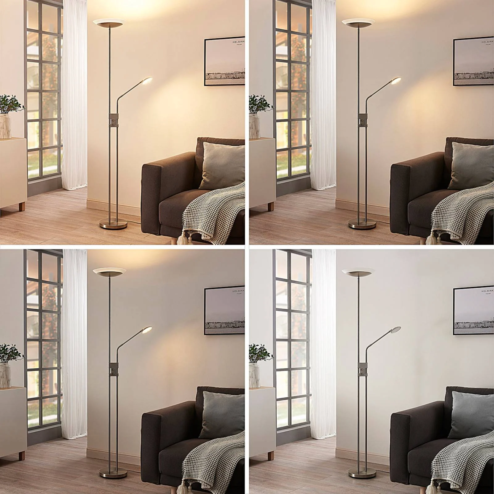 LED-Deckenfluter Jonne mit Lesearm, dimmbar, rund günstig online kaufen