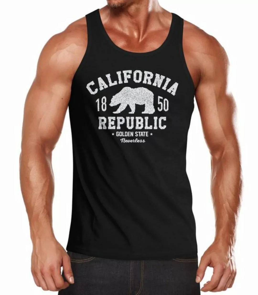 Neverless Tanktop Herren Tank-Top California Republic Kalifornien Golden St günstig online kaufen