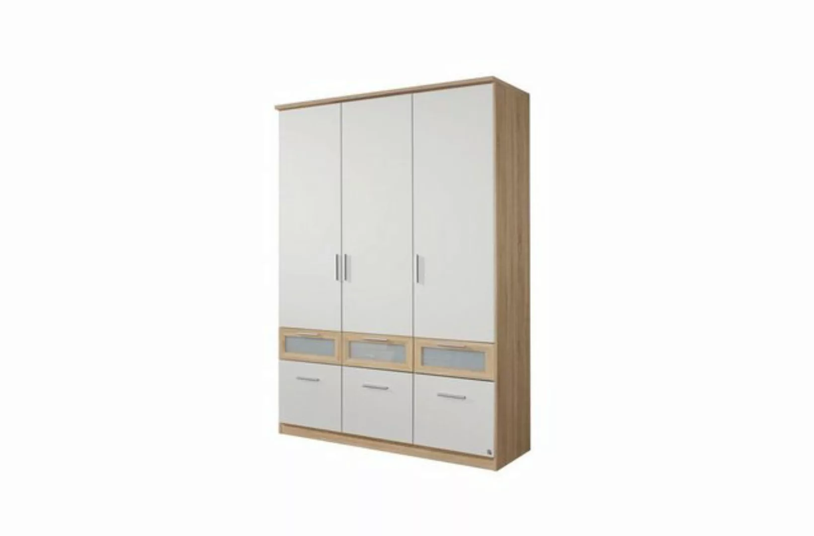 Kindermöbel 24 Kleiderschrank Ryan 8 weiß - sonoma Eiche 3 Türen + 6 Schubl günstig online kaufen