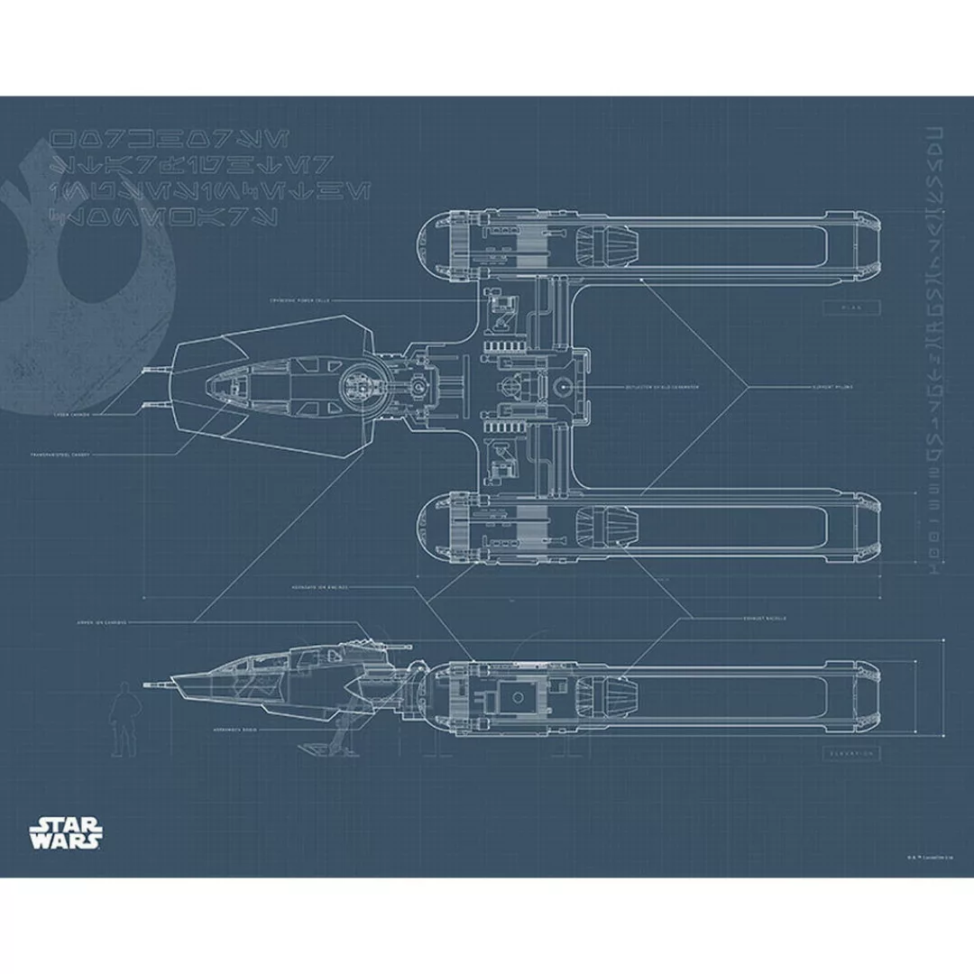 Komar Wandbild Star Wars EP9 Blueprint Y-Wing Star Wars B/L: ca. 50x40 cm günstig online kaufen