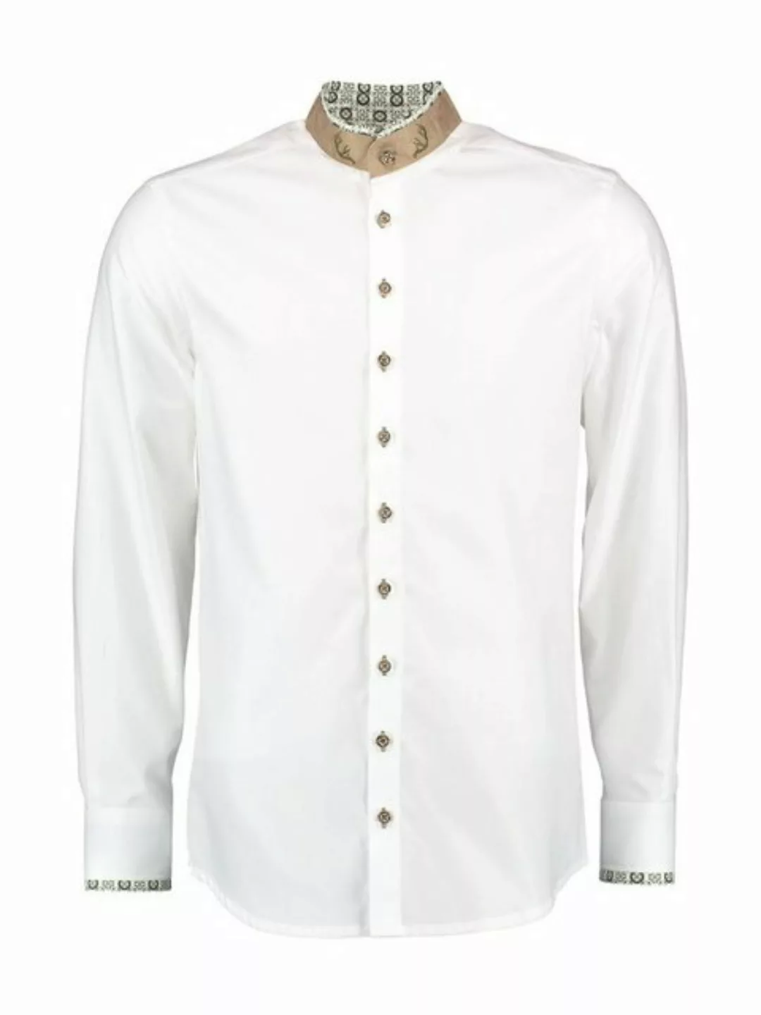 Gipfelstürmer Trachtenhemd Hemd Stehkragen 420000-4249-157 weiß dunkelgrün günstig online kaufen