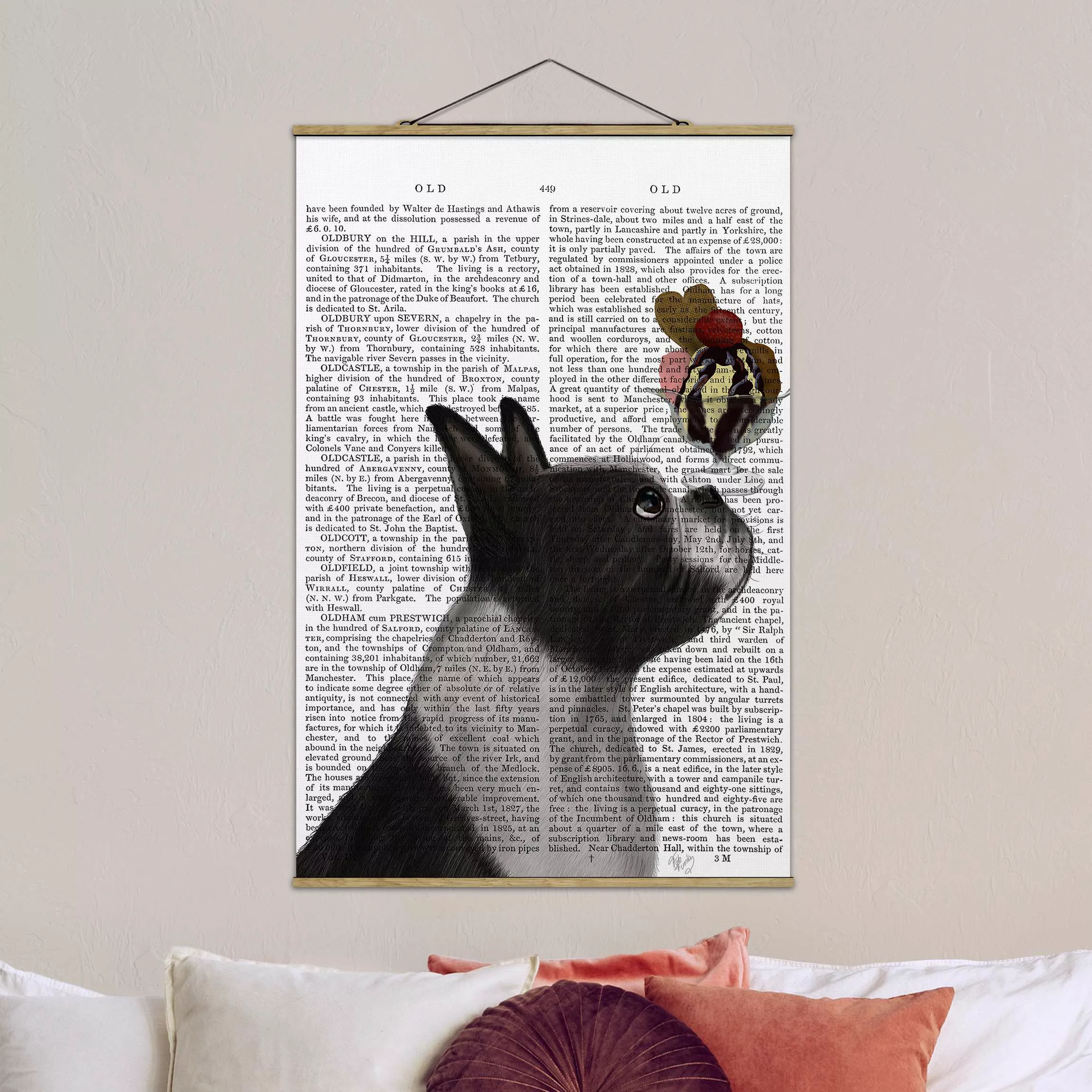 Stoffbild Buchstaben mit Posterleisten - Hochformat Tierlektüre - Terrier m günstig online kaufen