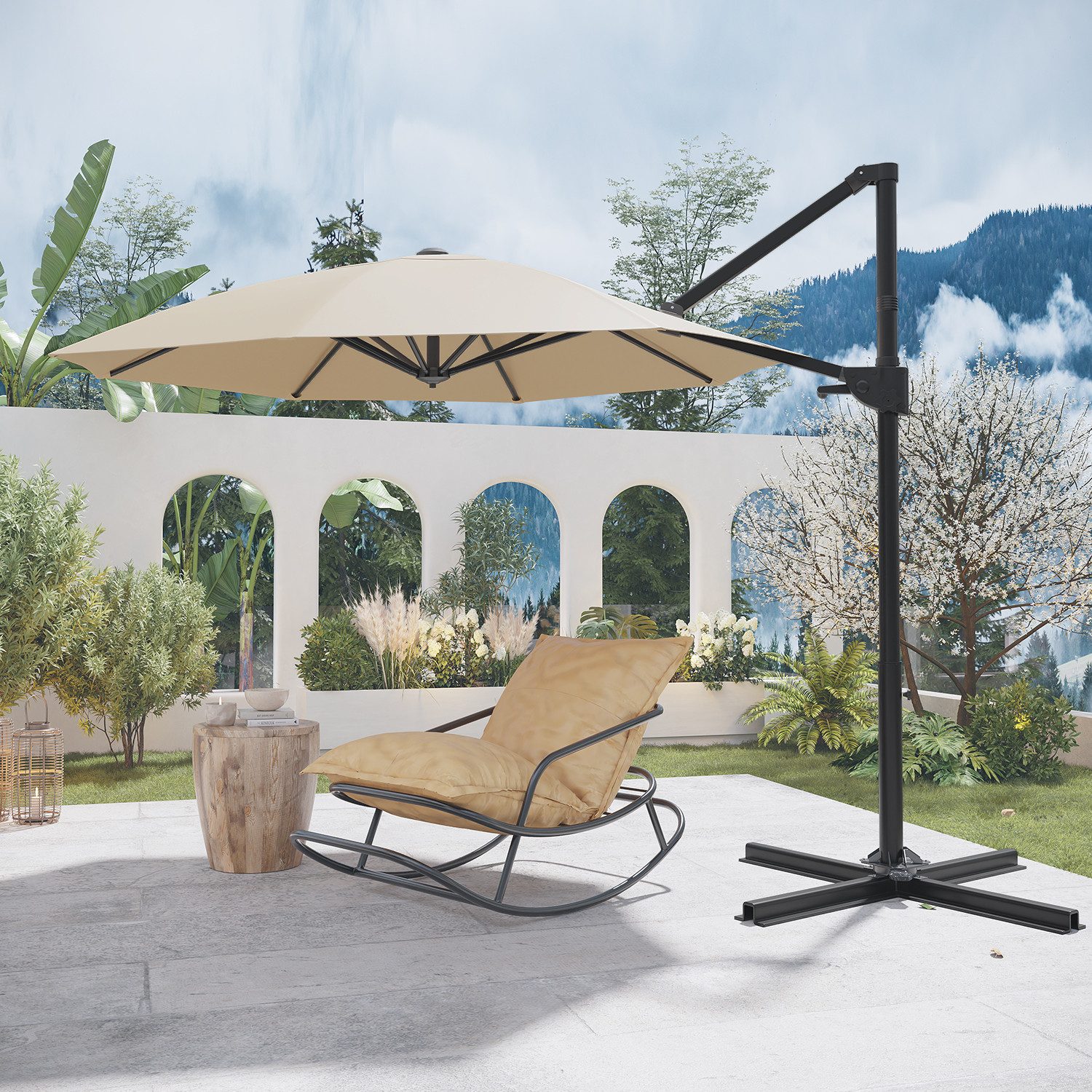 GUNJI Sonnenschirm ∅270/330cm,Gartenschirm UV Schutz 50+,mit günstig online kaufen