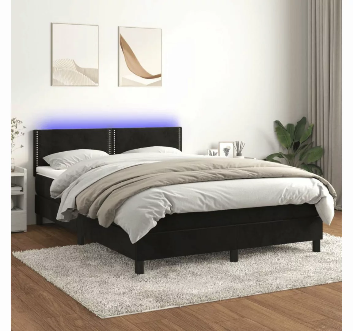 vidaXL Boxspringbett Bett Boxspringbett mit Matratze & LED Samt (140 x 200 günstig online kaufen