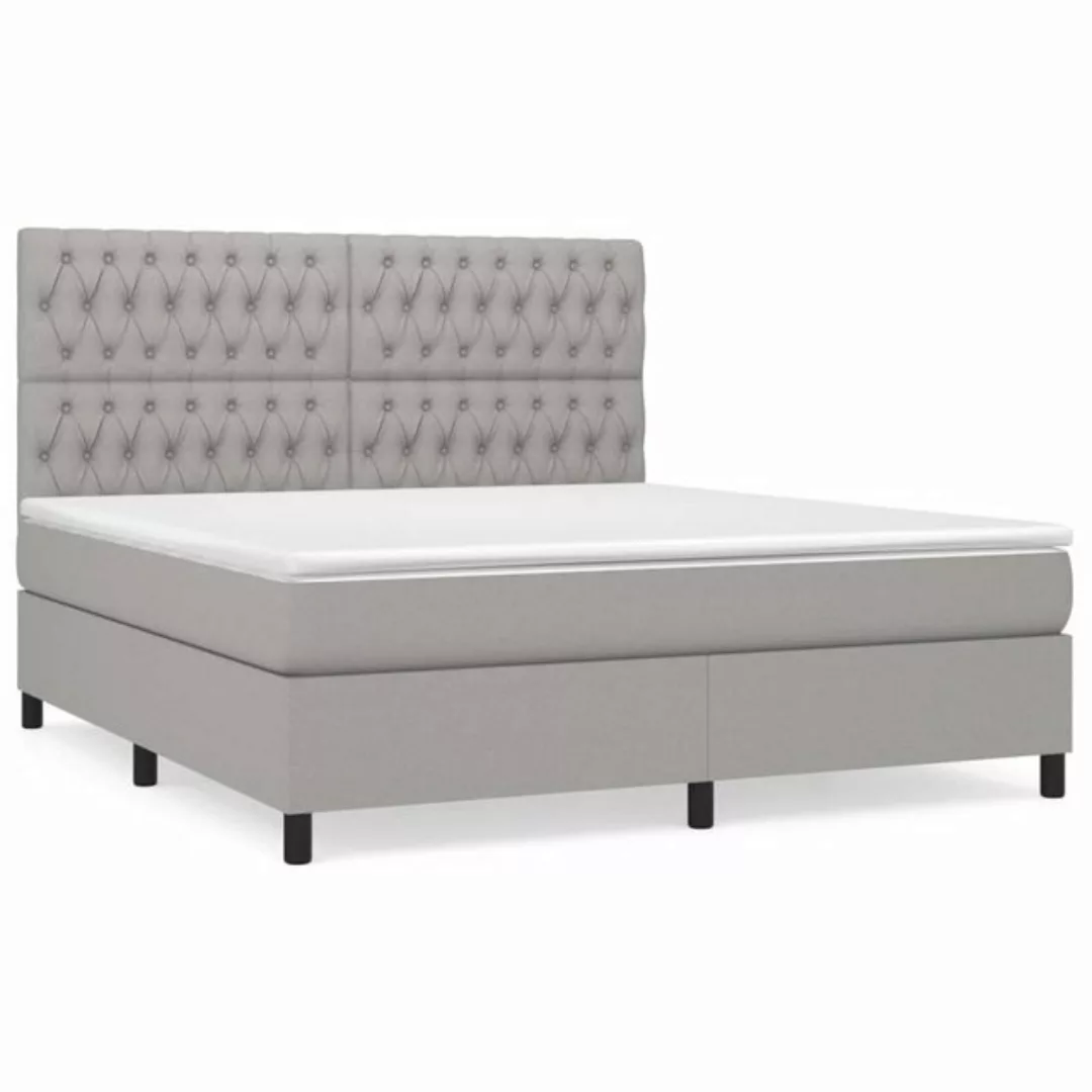 furnicato Bett Boxspringbett mit Matratze Hellgrau 180x200 cm Stoff günstig online kaufen