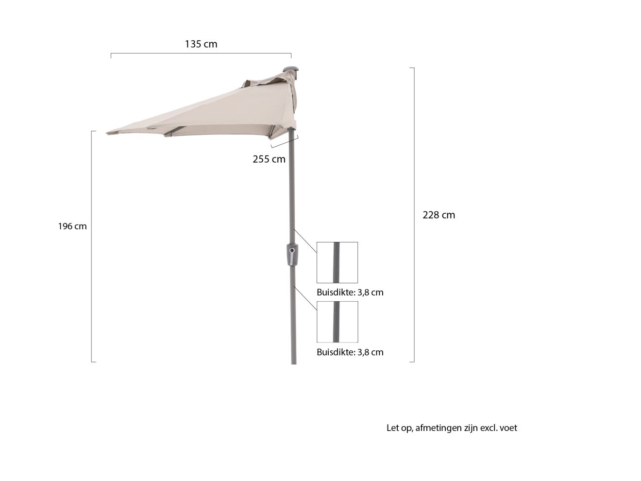 Shadowline balkon-Sonnenschirm 255x135 cm günstig online kaufen