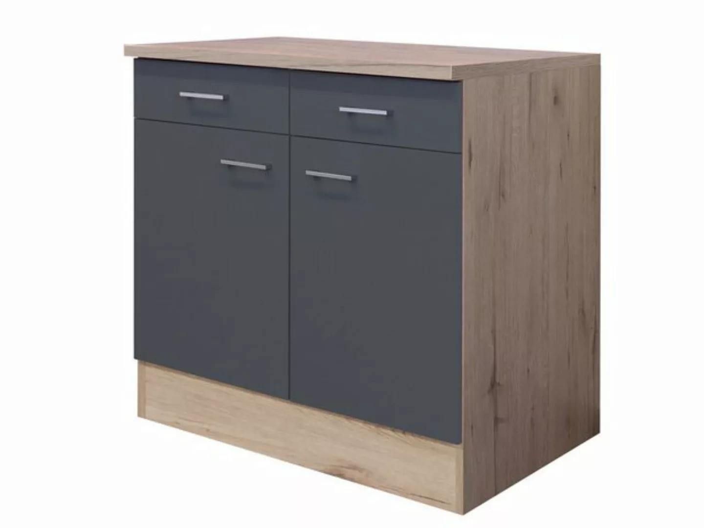 Flex-Well Unterschrank Küchenunterschrank - 80 cm breit - Basaltgrau Matt S günstig online kaufen