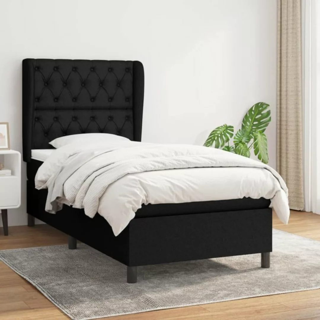 vidaXL Bettgestell Boxspringbett mit Matratze Schwarz 80x200 cm Stoff Bett günstig online kaufen