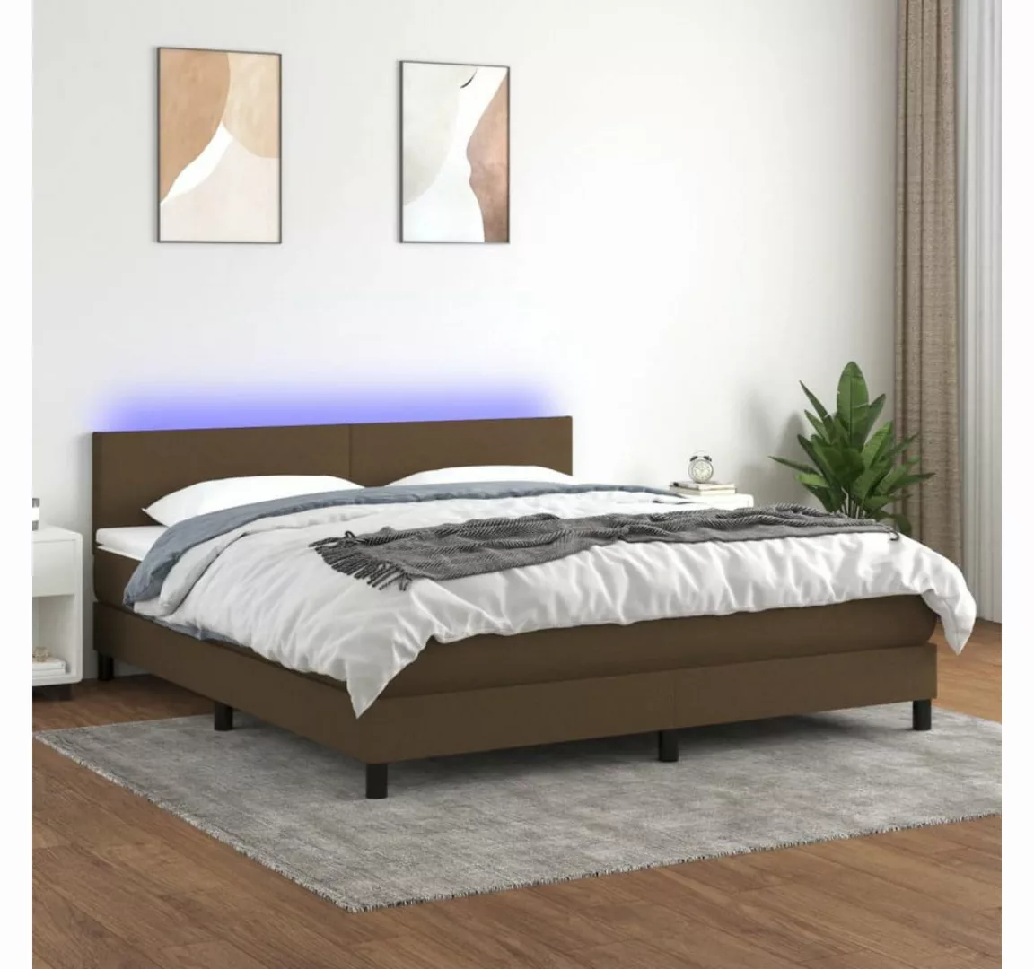 vidaXL Boxspringbett Boxspringbett mit Matratze LED Dunkelbraun 160x200 cm günstig online kaufen