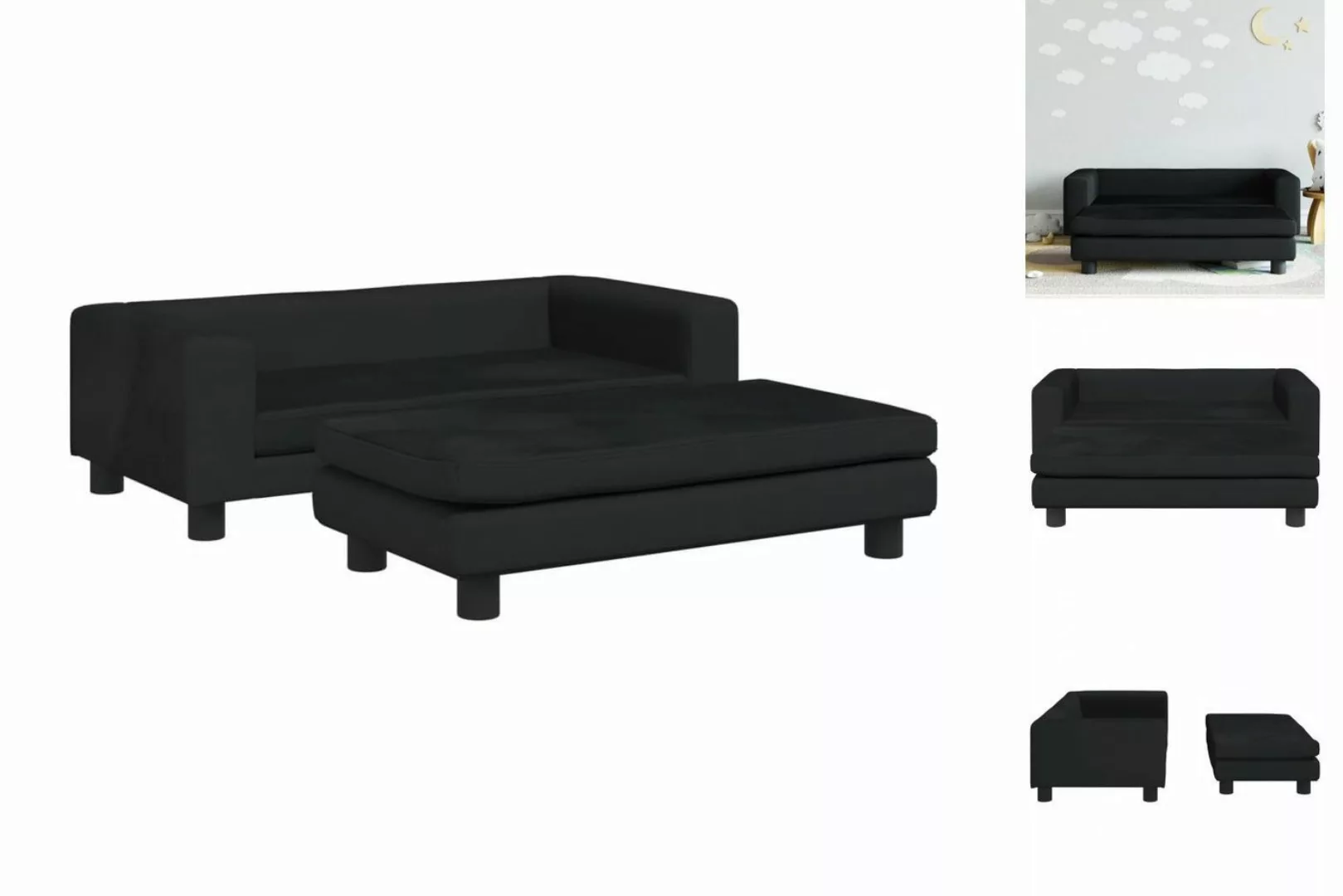 vidaXL Kindersofa Kindersofa mit Hocker Schwarz 100x50x30 cm Samt Kindercou günstig online kaufen