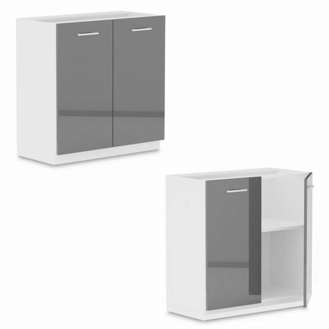 Roysson Home Unterschrank Küchenschrank Unterschrank 80 cm Grau (Hochglanz) günstig online kaufen