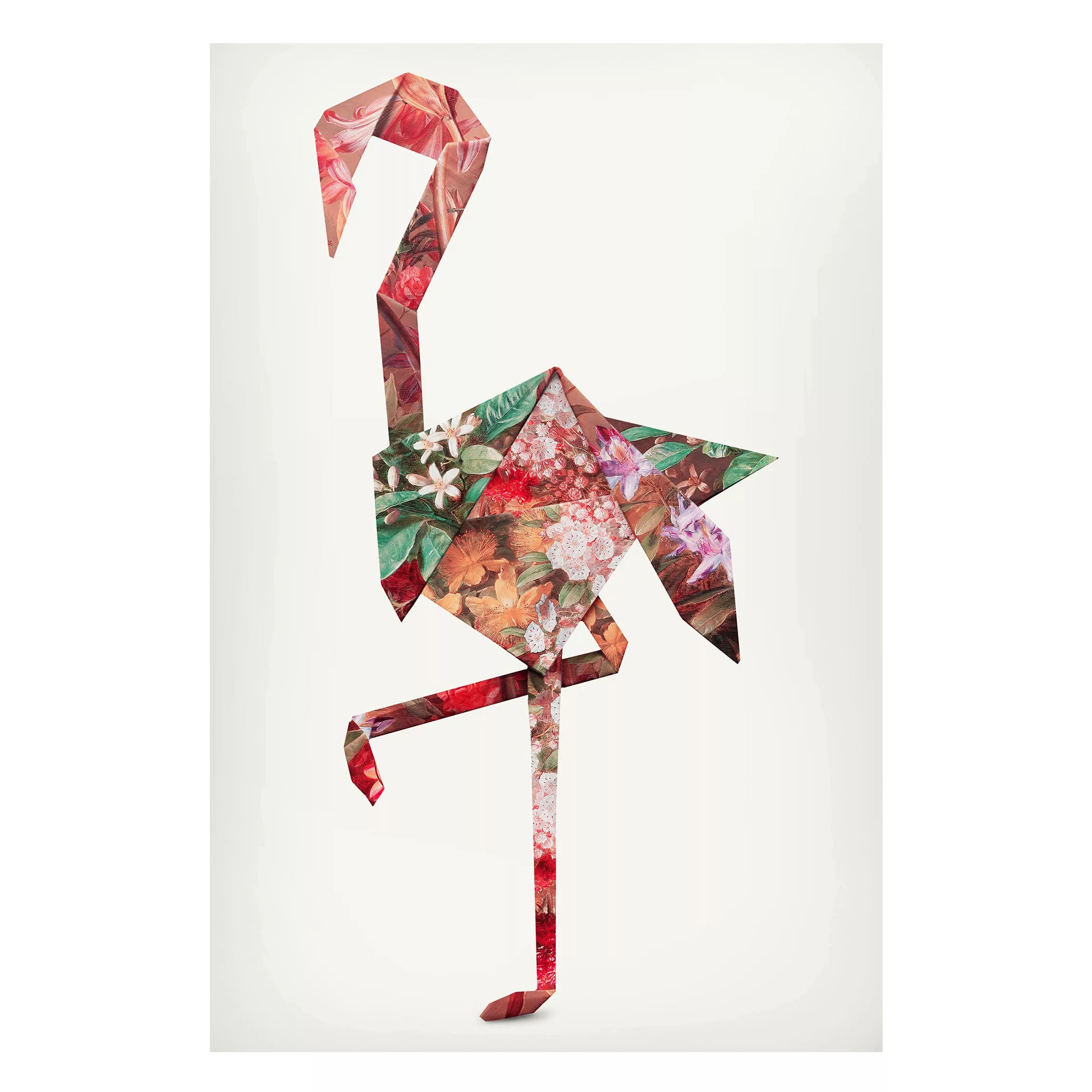 Magnettafel Blumen - Hochformat 2:3 Origami Flamingo günstig online kaufen