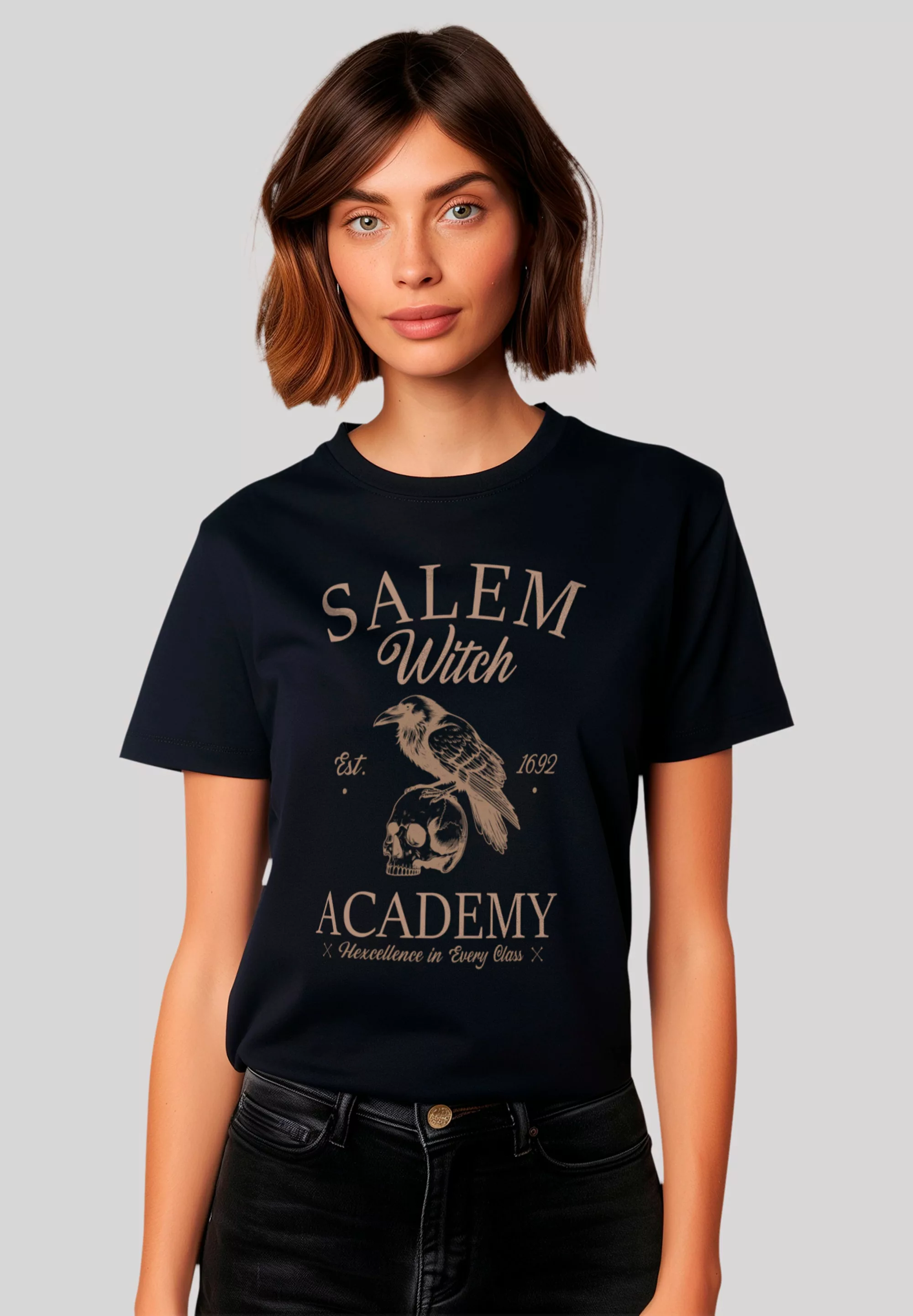 F4NT4STIC T-Shirt "Halloween University Salem witch crow skull", Premium Qu günstig online kaufen