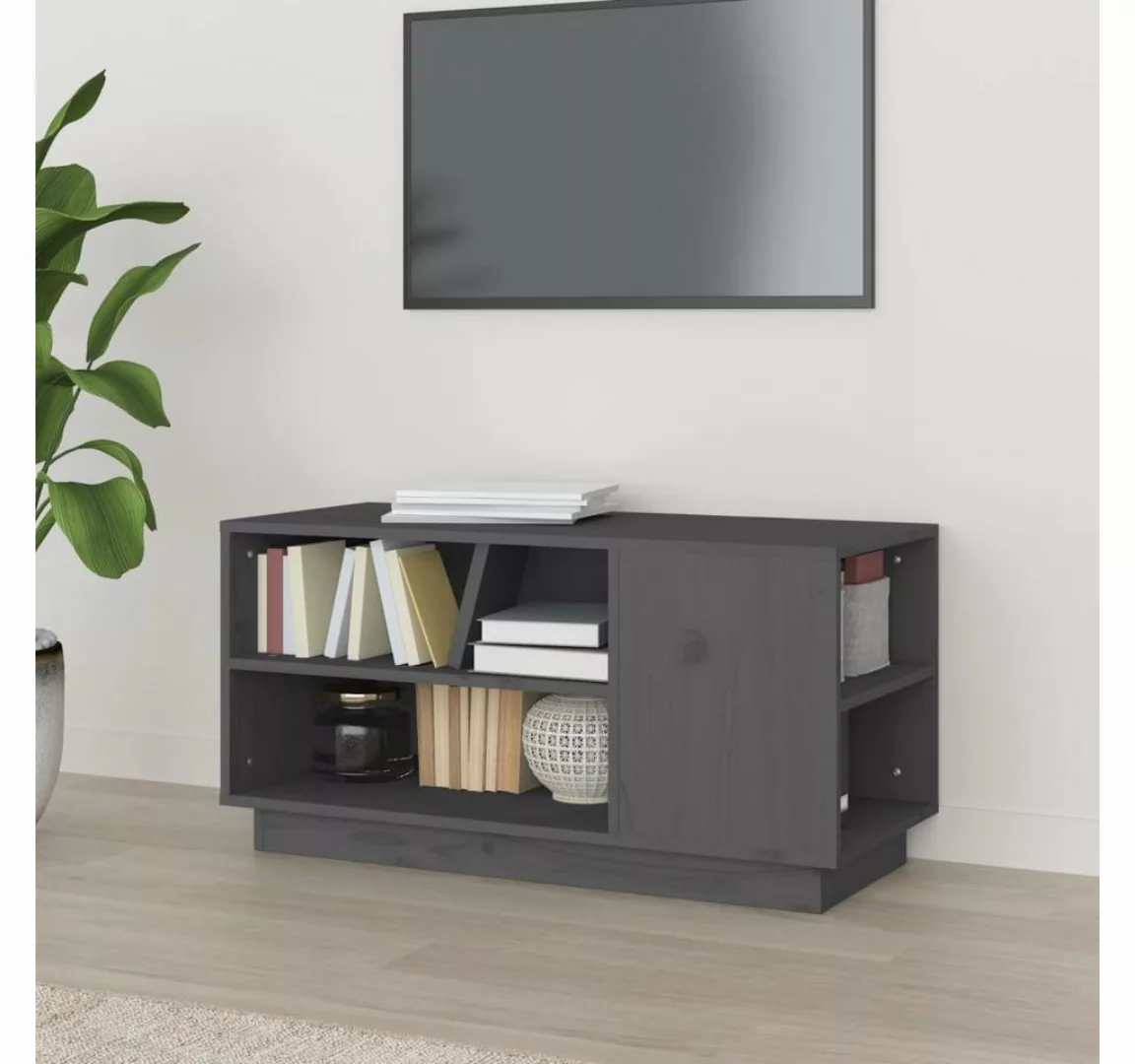 vidaXL TV-Schrank TV-Schrank Grau 80x35x40,5 cm Massivholz Kiefer Lowboard günstig online kaufen