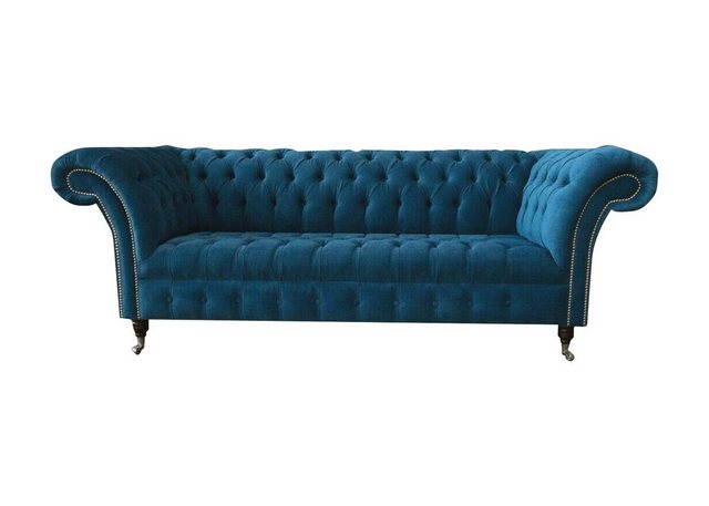 Xlmoebel Chesterfield-Sofa Designer Couch Sitzpolster 3-Sitzer Blau Stoff G günstig online kaufen