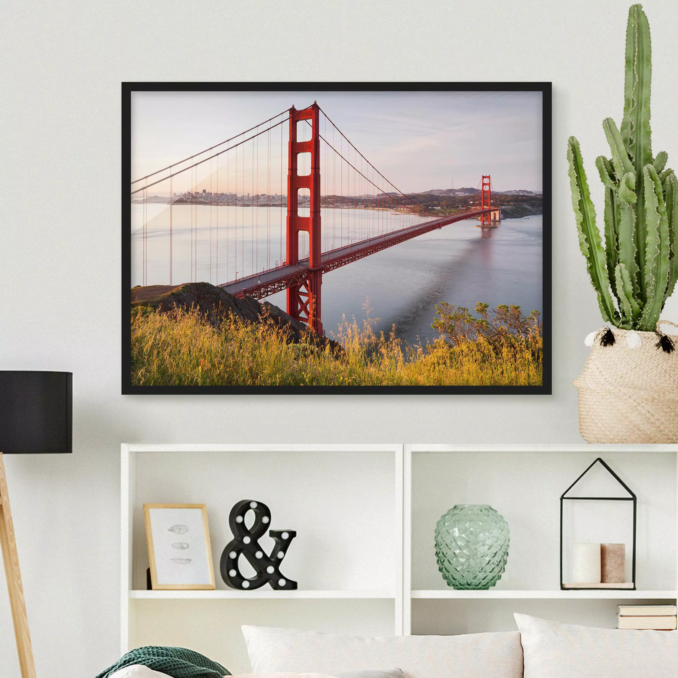 Bild mit Rahmen Architektur & Skyline - Querformat Golden Gate Bridge in Sa günstig online kaufen