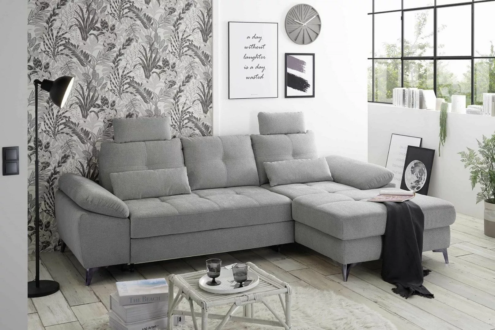 ED EXCITING DESIGN Ecksofa "Auckland L-Form", mit Bettfunktion, Bettkasten, günstig online kaufen