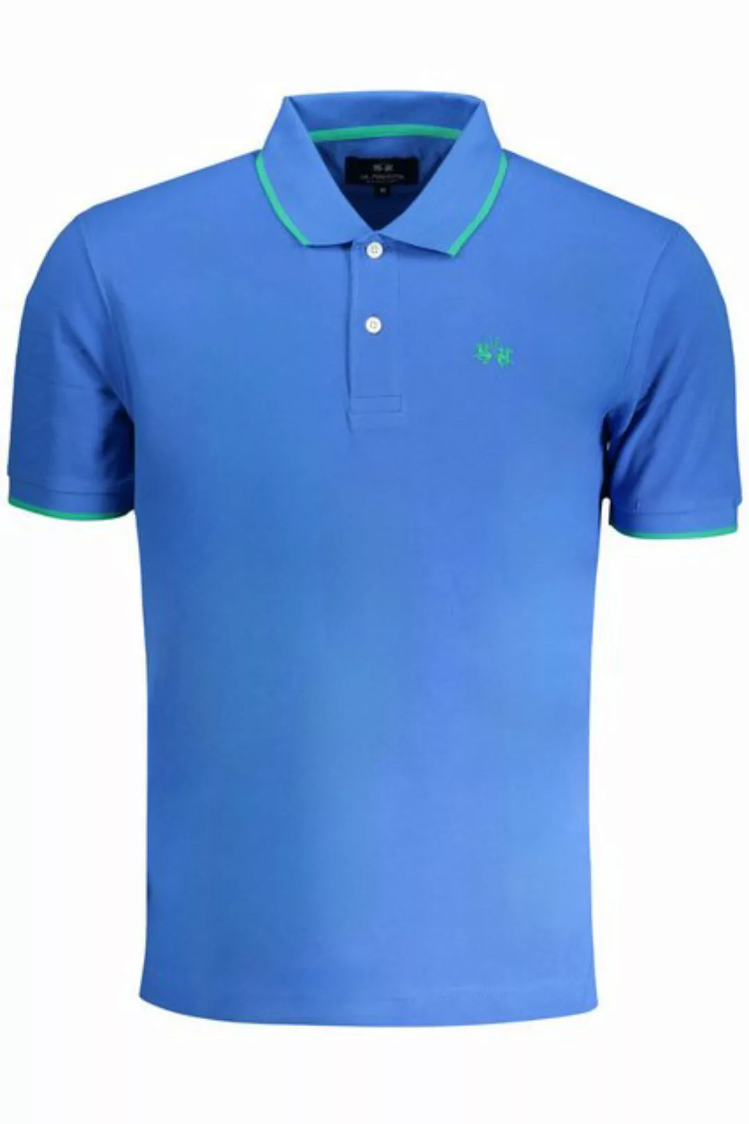 La Martina Poloshirt Blaues Herren-Kurzarm-Poloshirt: Stilvolle Details günstig online kaufen