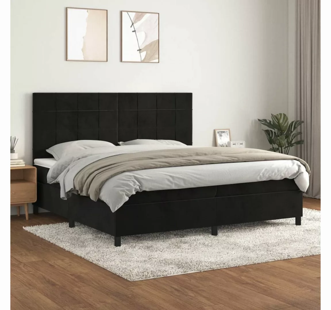 vidaXL Boxspringbett Boxspringbett mit Matratze Schwarz 200x200 cm Samt Bet günstig online kaufen