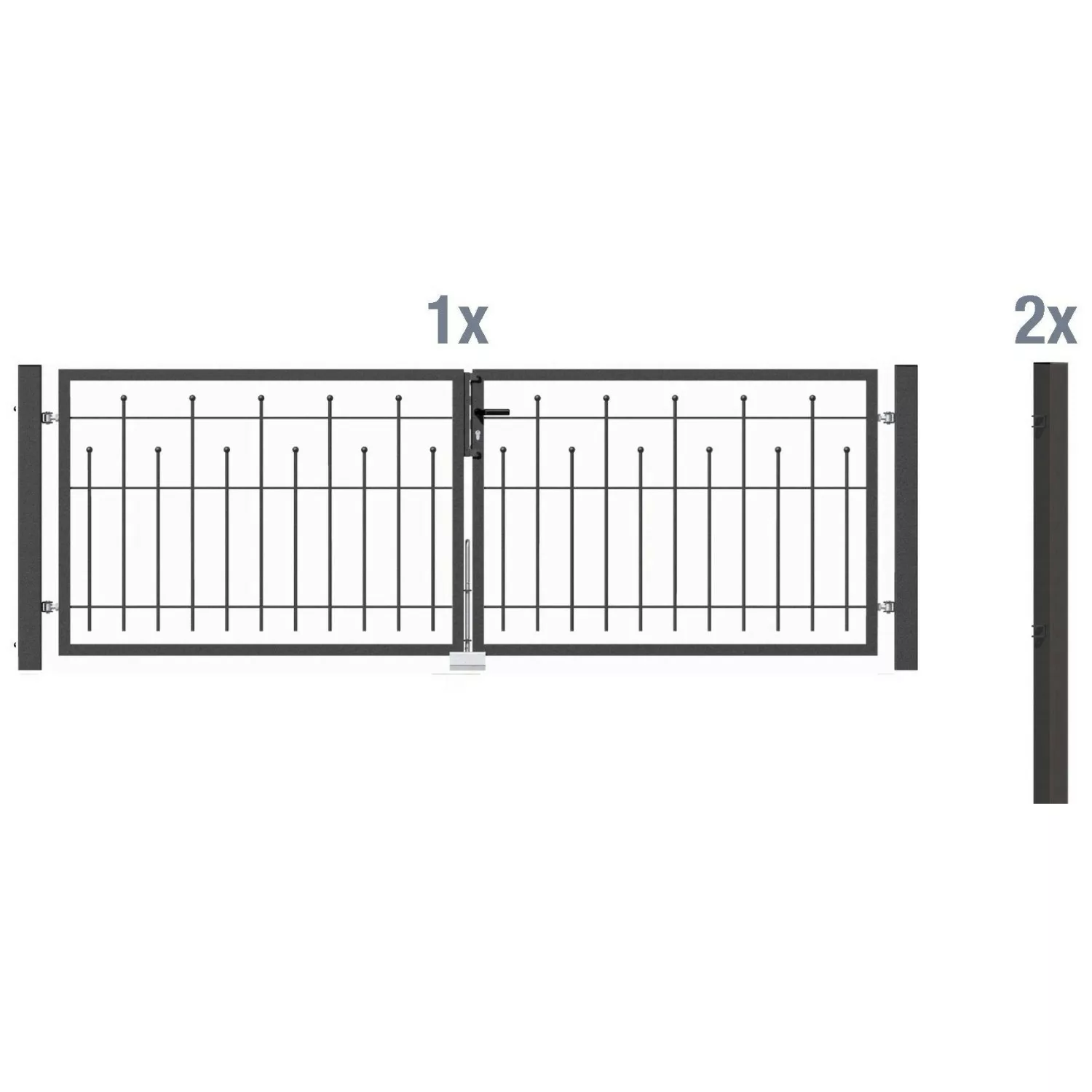 Metallzaun Doppeltor-Set Madrid Anthrazit z. Einbetonieren 100 cm x 300 cm günstig online kaufen