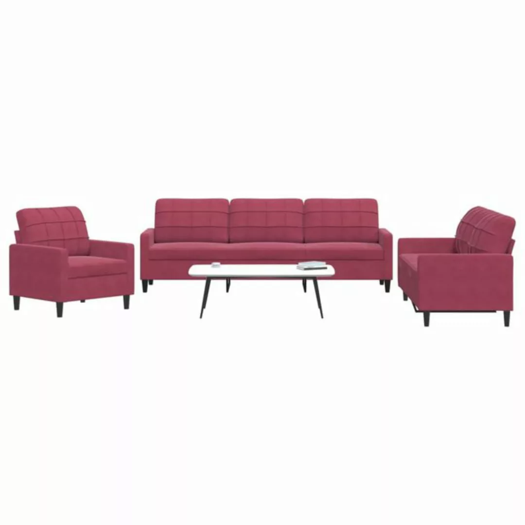 vidaXL Sofa Sofagarnitur mit Kissen Samt, Standard, Rot günstig online kaufen