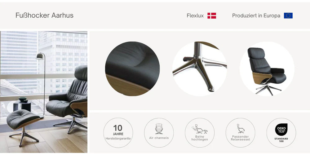 FLEXLUX Fußhocker "Aarhus, für Entspannung, Ergonomischer Komfort, Klassisc günstig online kaufen