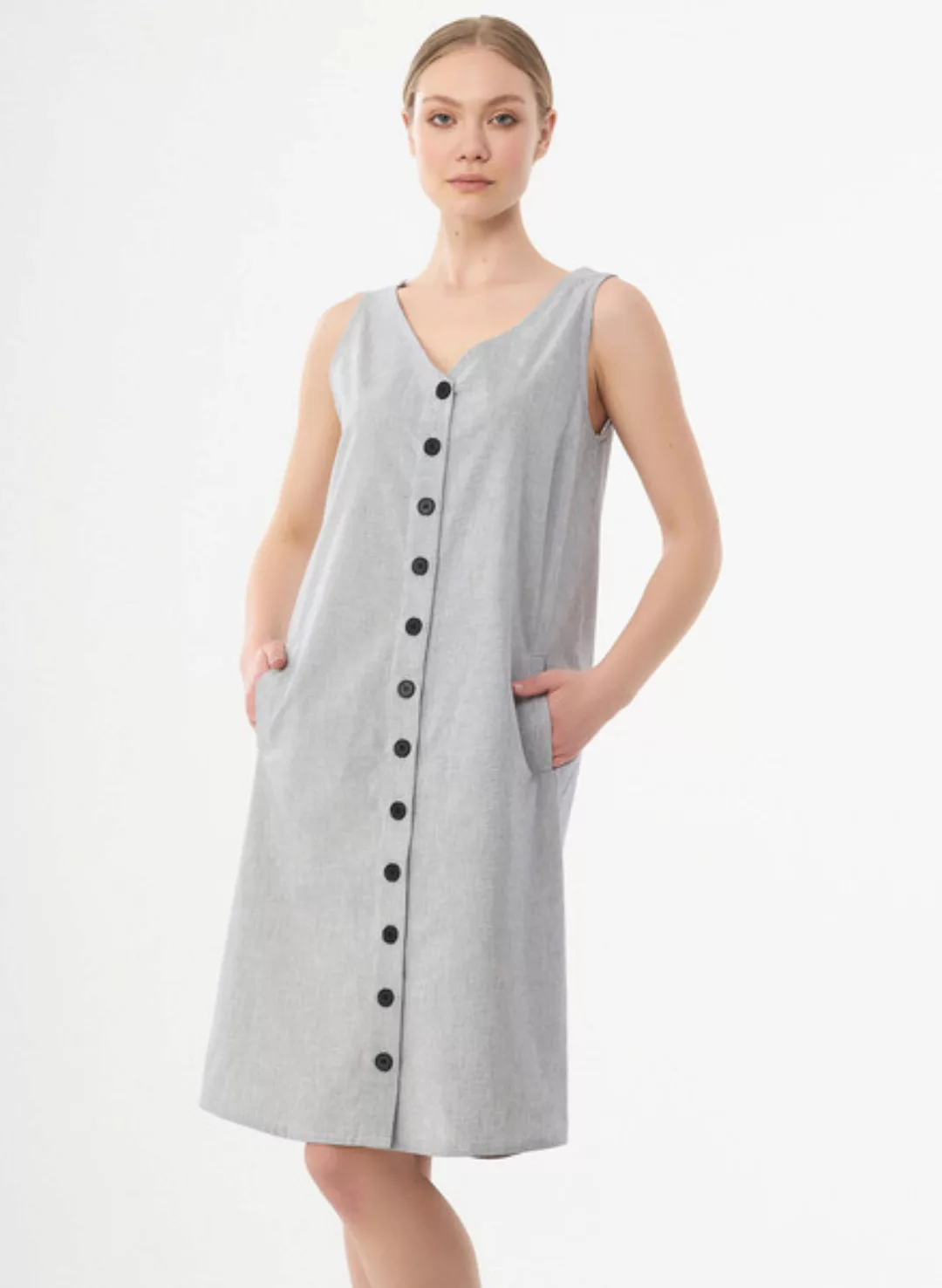 Geknöpftes Kleid Aus Bio-baumwolle Mit Streifenmuster günstig online kaufen