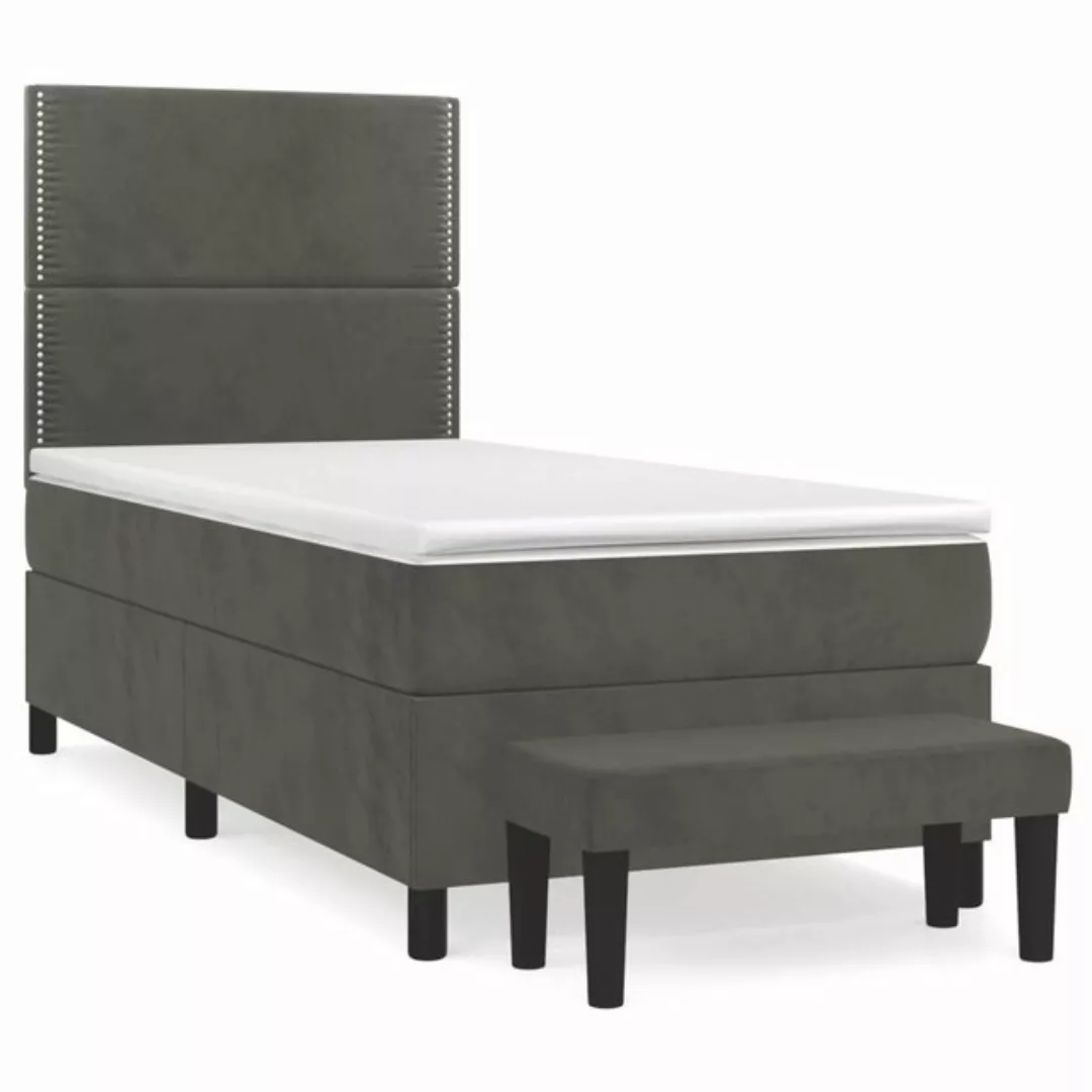 furnicato Bett Boxspringbett mit Matratze Dunkelgrau 90x200 cm Samt günstig online kaufen