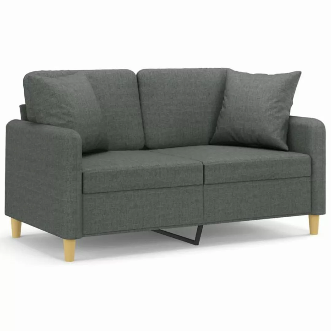 vidaXL Sofa, 2-Sitzer-Sofa mit Zierkissen Dunkelgrau 120 cm Stoff günstig online kaufen