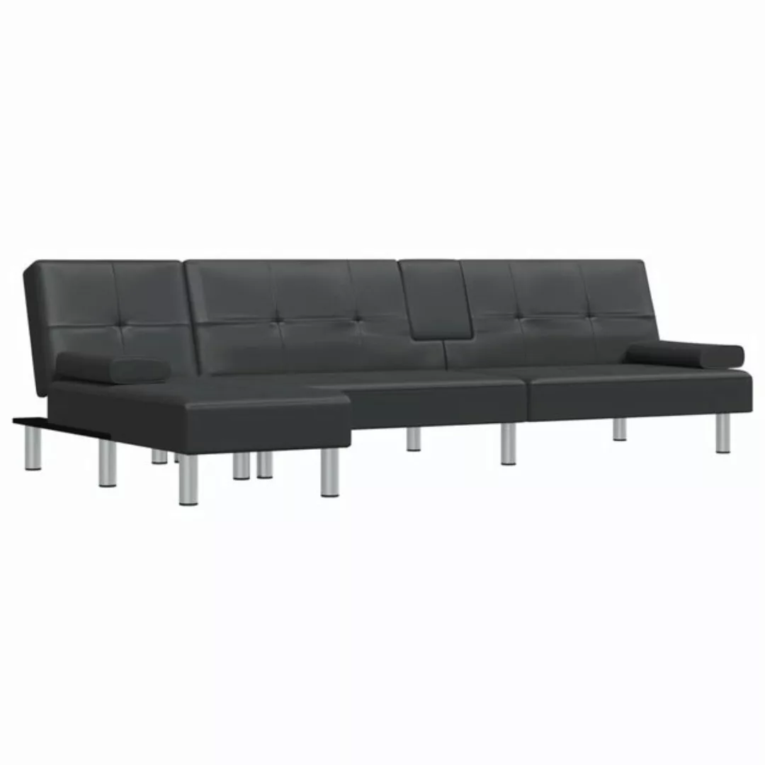 vidaXL Schlafsofa, Sofa in L-Form Schwarz 255x140x70 cm Kunstleder günstig online kaufen