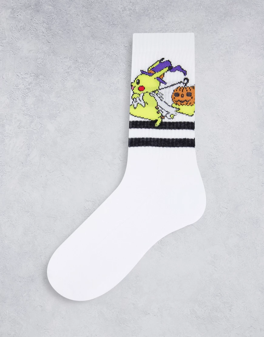 ASOS DESIGN – Halloween Pokémon – Sportsocken mit Pikachu -Motiv-Weiß günstig online kaufen