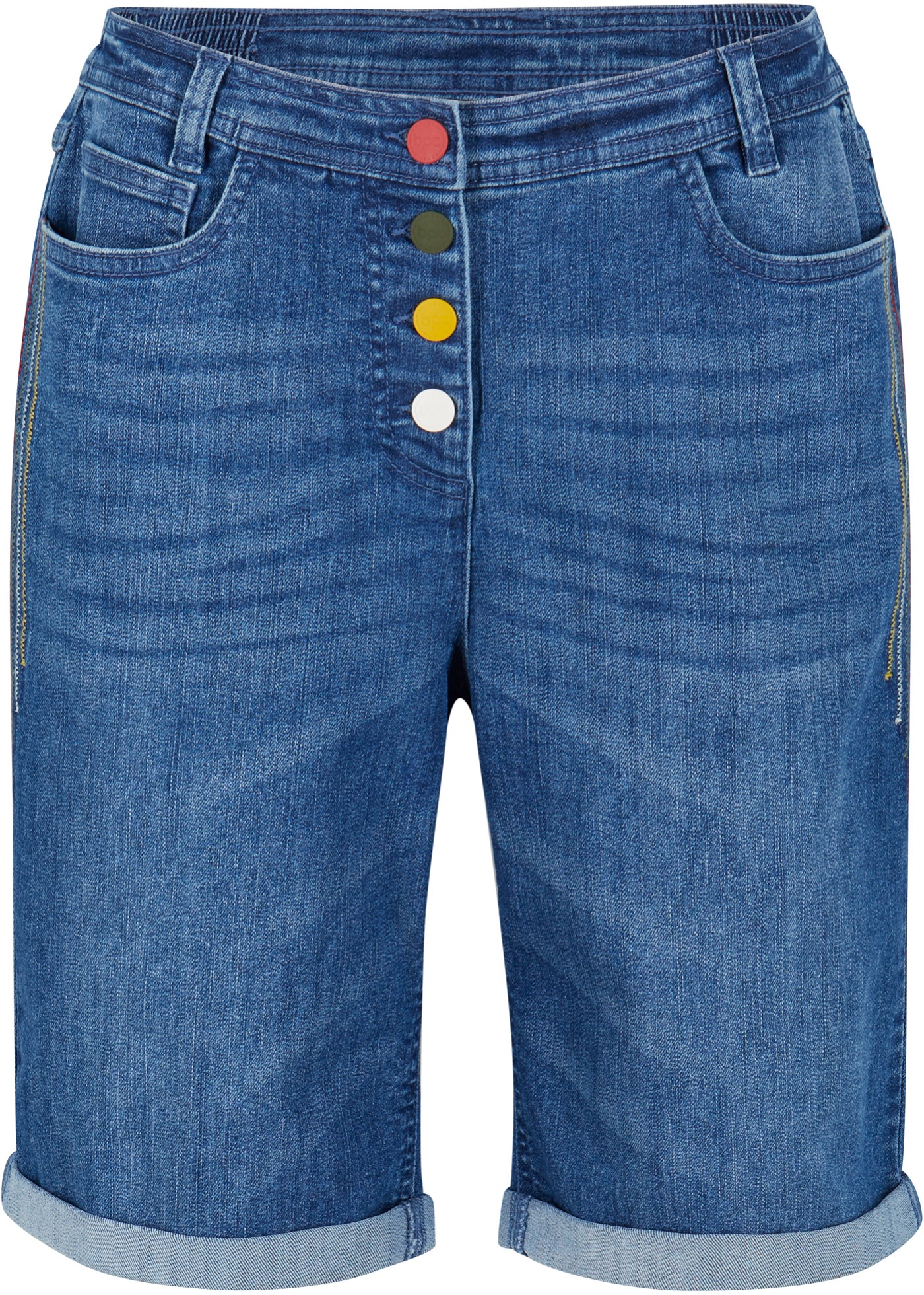 Jeans Bermuda Mid Waist mit Stickerei und Bequembund günstig online kaufen