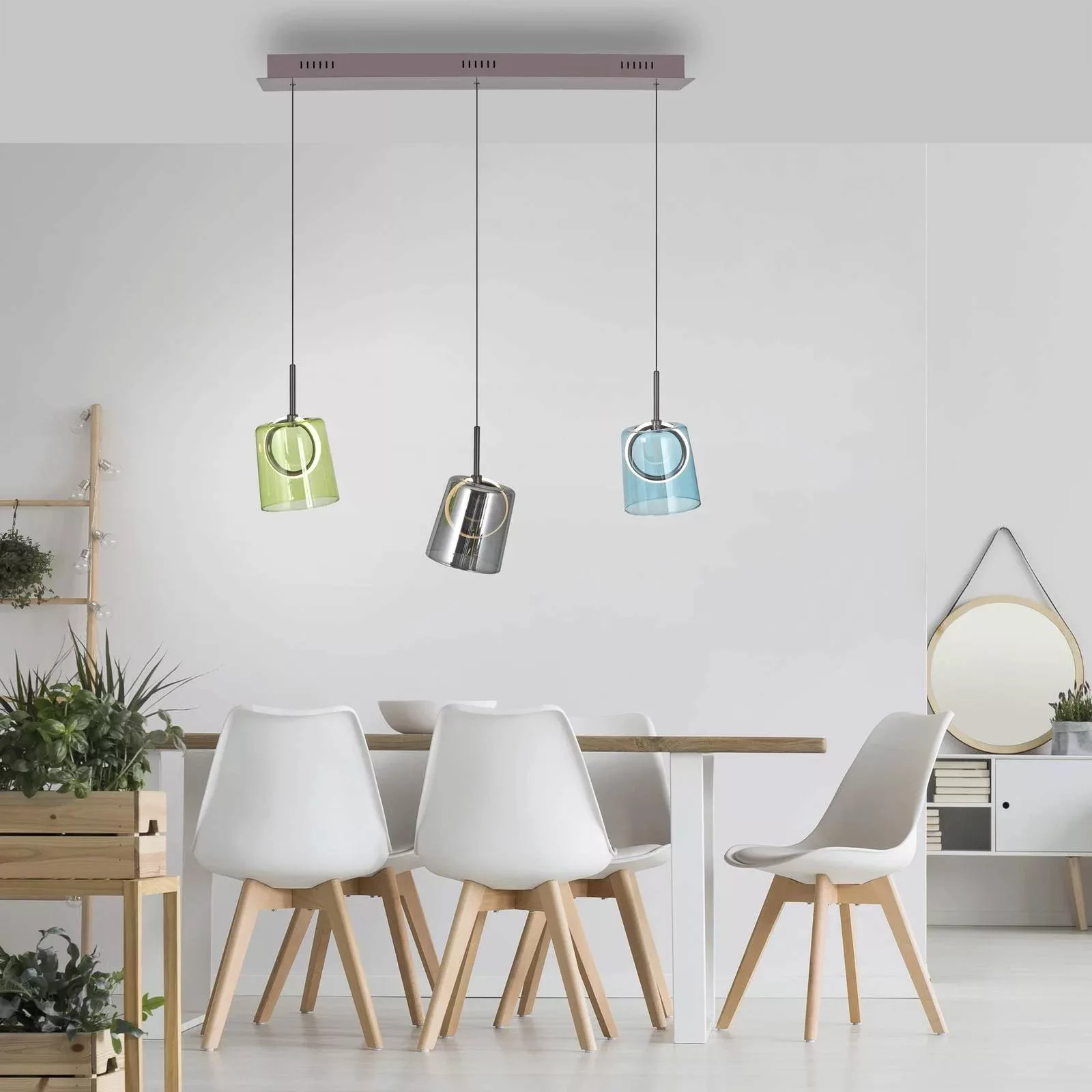 Paul Neuhaus LED-Pendellampe Zula, Länge 87 cm, bunt, 3-flg. günstig online kaufen