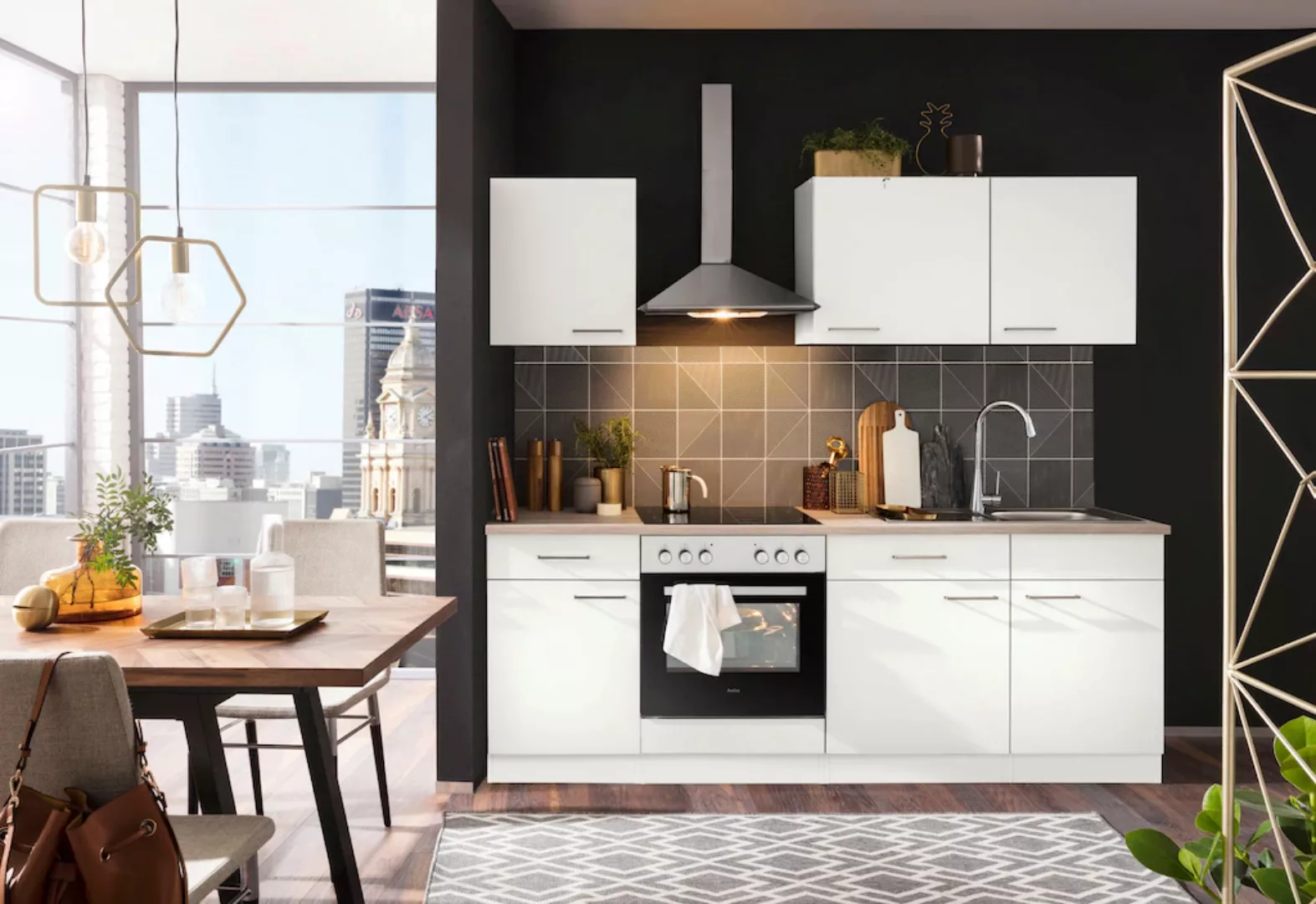 wiho Küchen Küchenzeile "Zell", mit E-Geräten, Breite 220 cm günstig online kaufen