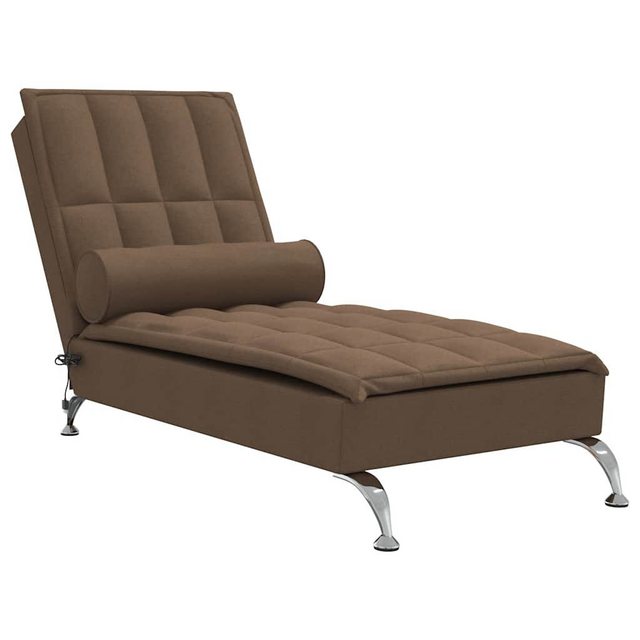 vidaXL Chaiselongue, Massage-Chaiselongue mit Nackenrolle Braun Stoff günstig online kaufen