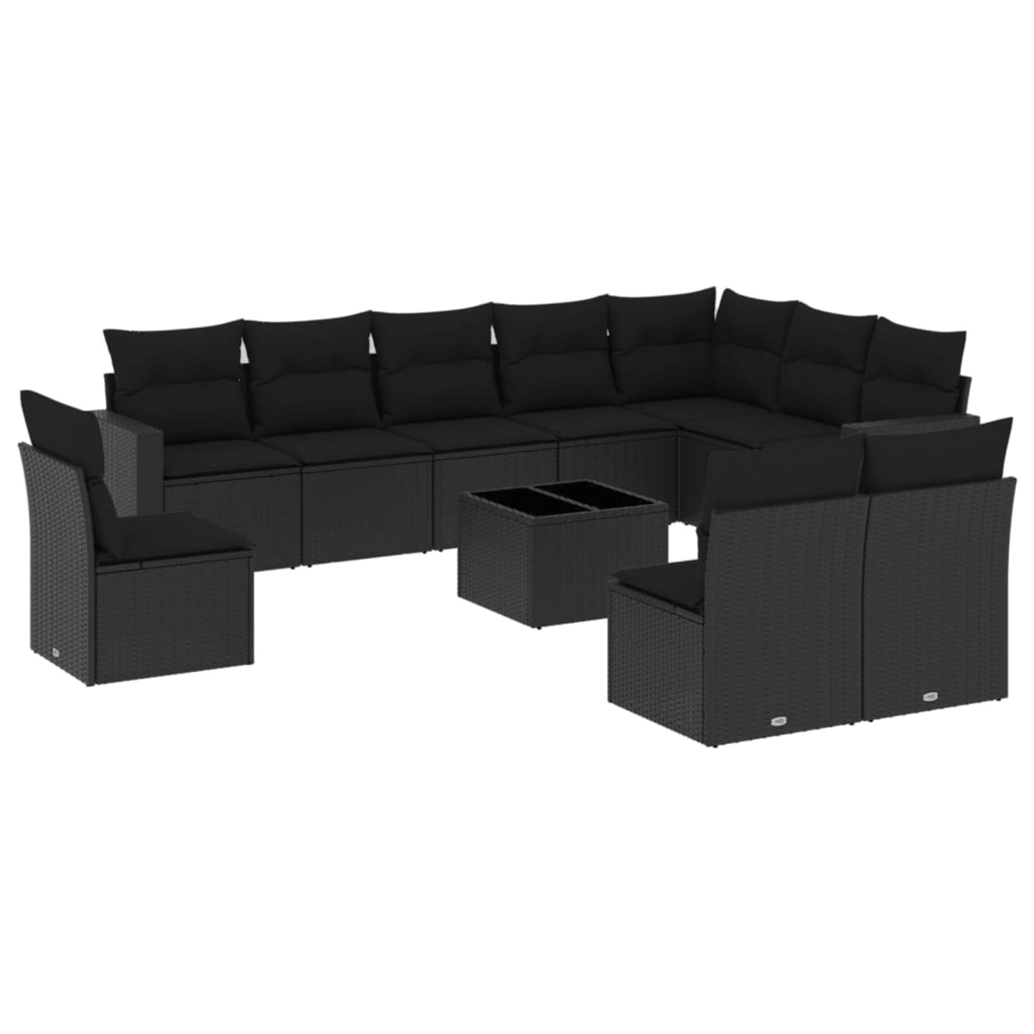 vidaXL 11-tlg Garten-Sofagarnitur mit Kissen Schwarz Poly Rattan Modell 13 günstig online kaufen