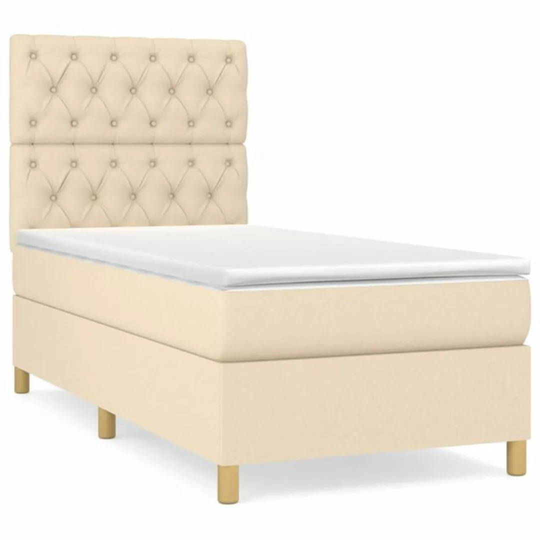 Vidaxl Boxspringbett Mit Matratze Creme 80x200 Cm Stoff günstig online kaufen