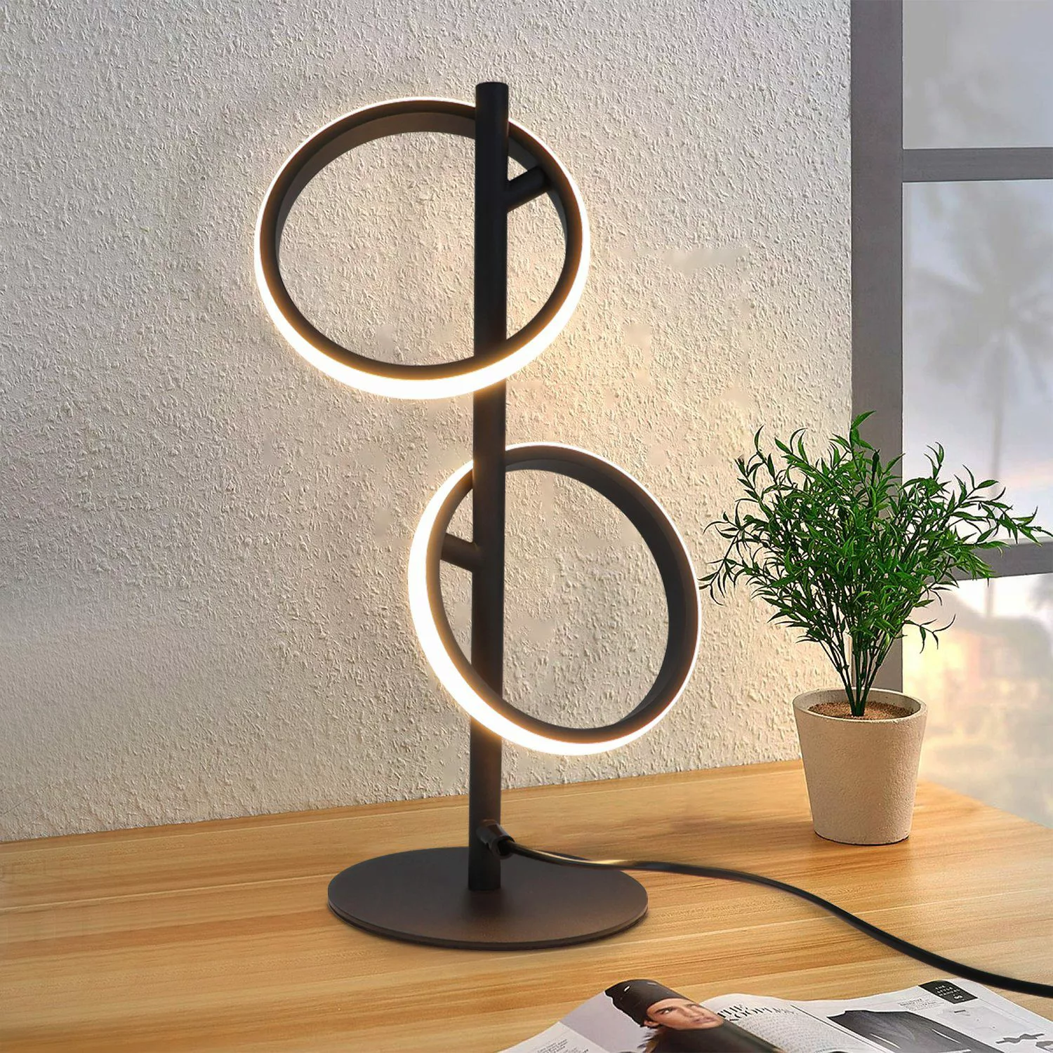 ZMH LED Tischleuchte Schwarz/Weiß Whonzimmer Modern günstig online kaufen