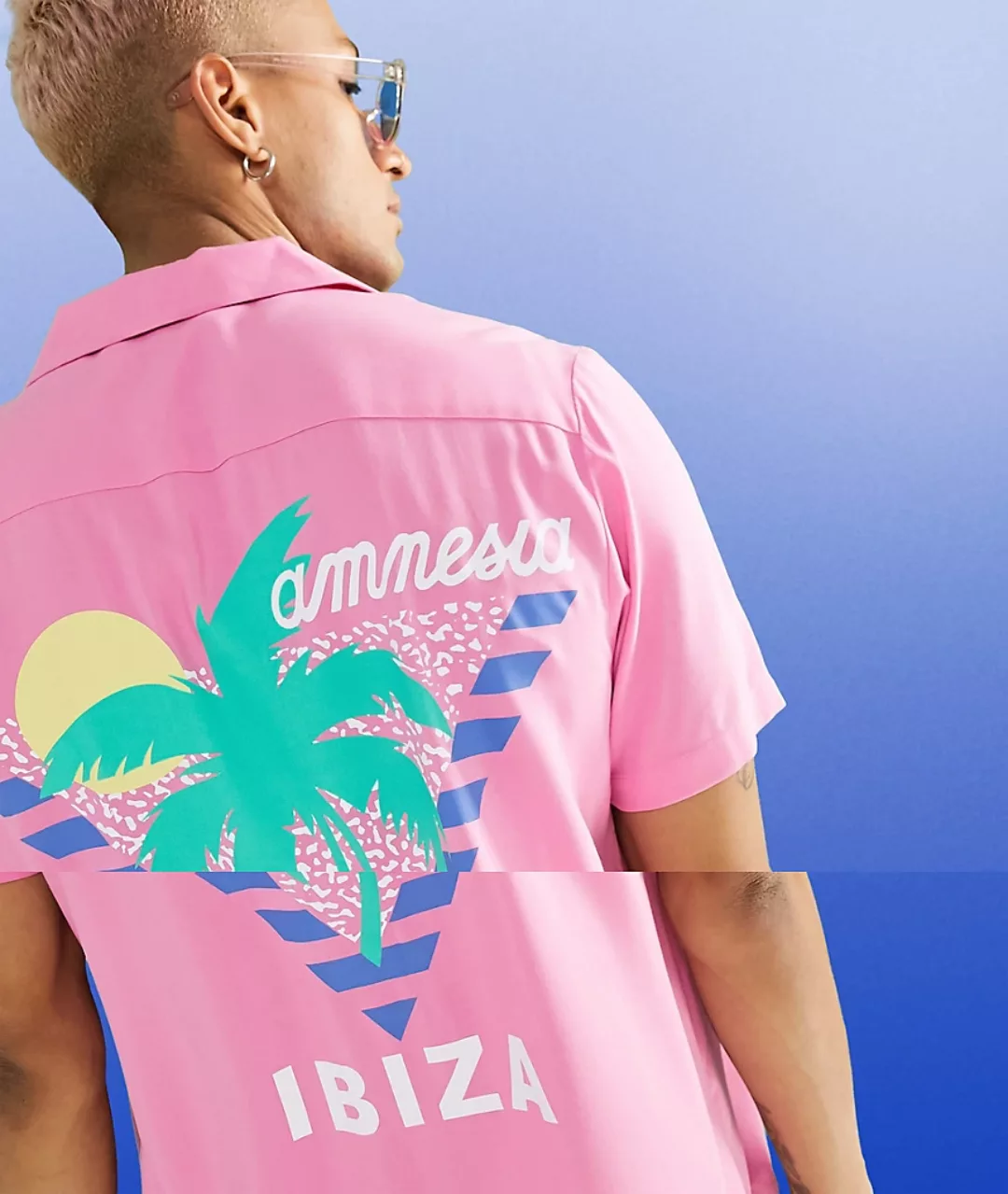 ASOS DESIGN – Amnesia – Hemd in regulärer Passform mit Ibiza-Print und Reve günstig online kaufen