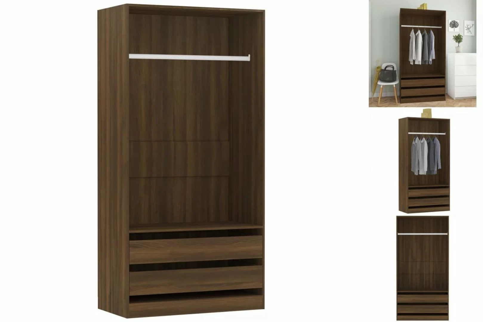 vidaXL Kleiderschrank Kleiderschrank Braun Eiche-Optik 100x50x200 cm Spanpl günstig online kaufen