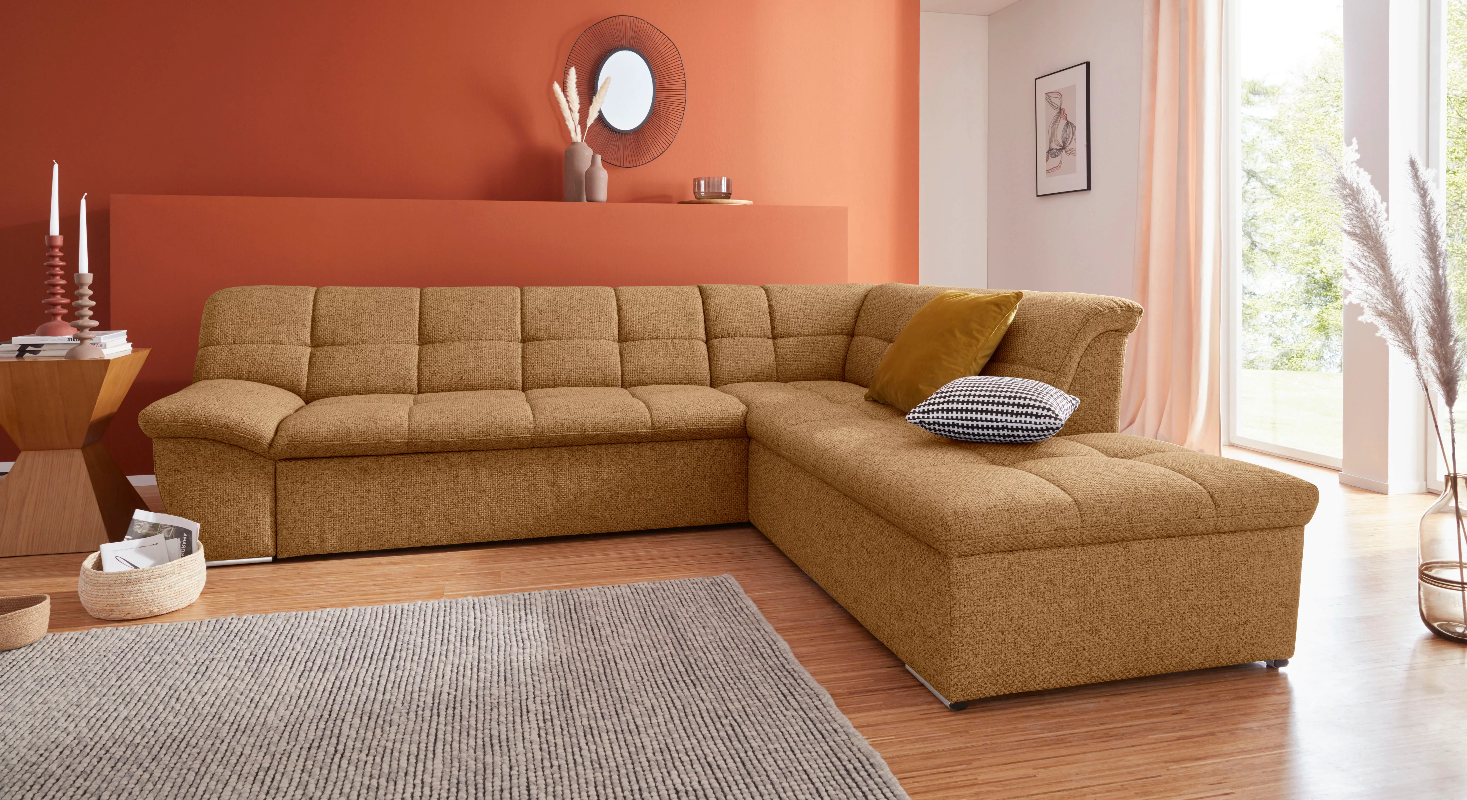 DOMO collection Ecksofa "Lagoa, moderne Sitzheftung, bequem und komfortabel günstig online kaufen