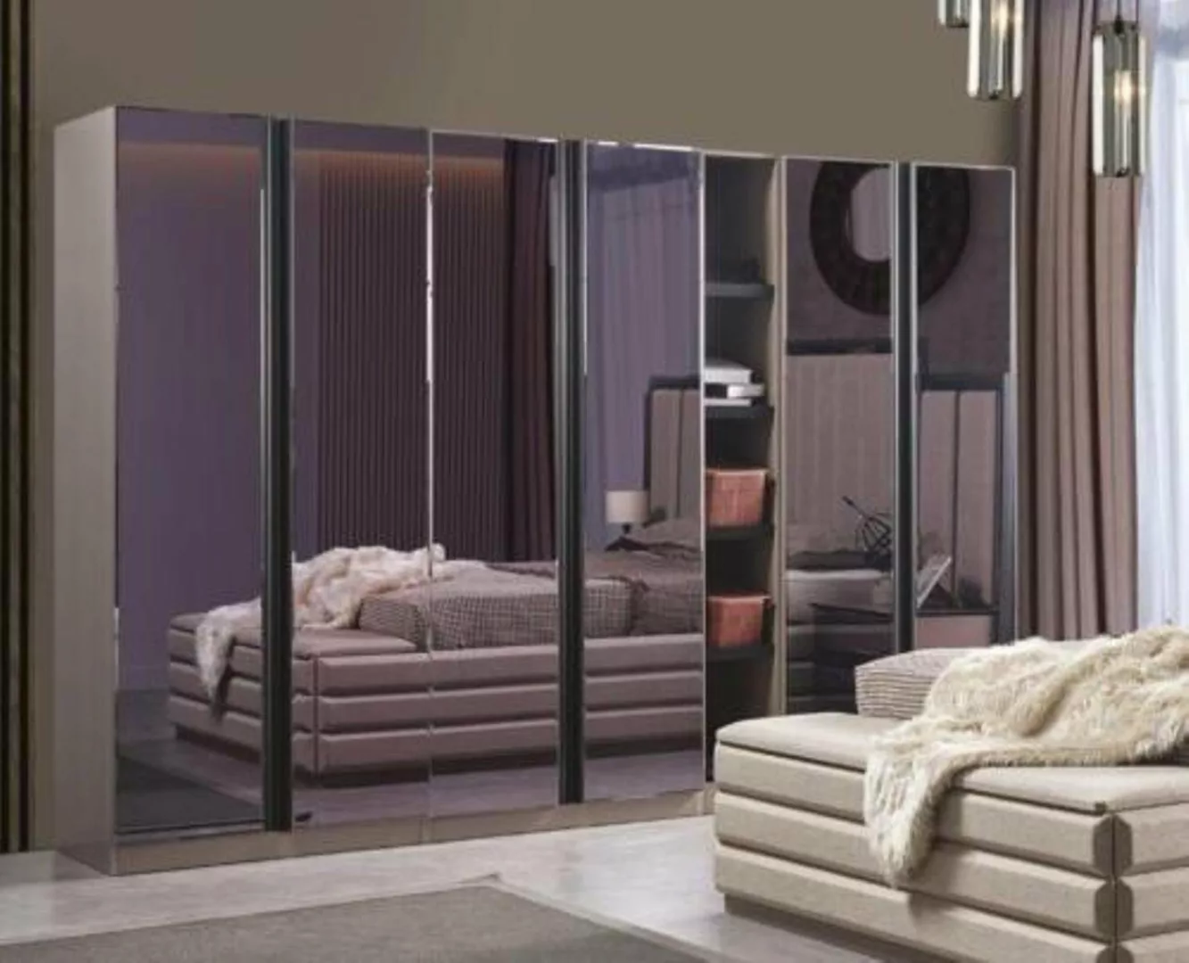 JVmoebel Kleiderschrank Modern Kleiderschrank Möbel Schlafzimmer Luxus Grau günstig online kaufen