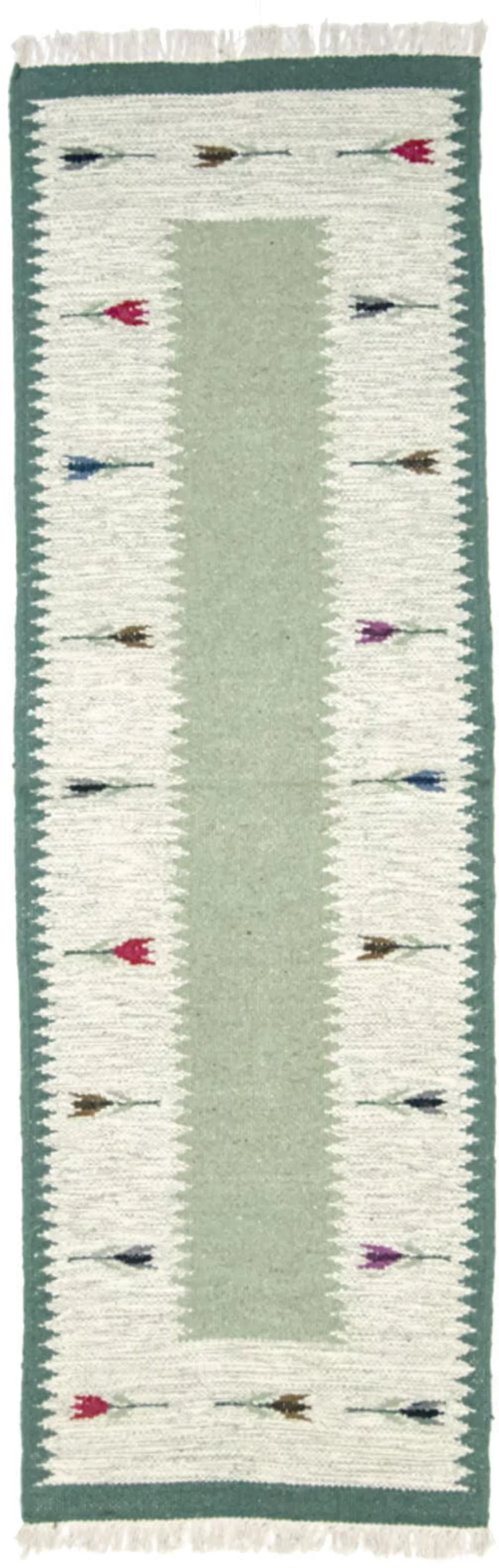 morgenland Wollteppich »Kelim Teppich handgewebt grün«, rechteckig, Kurzflo günstig online kaufen