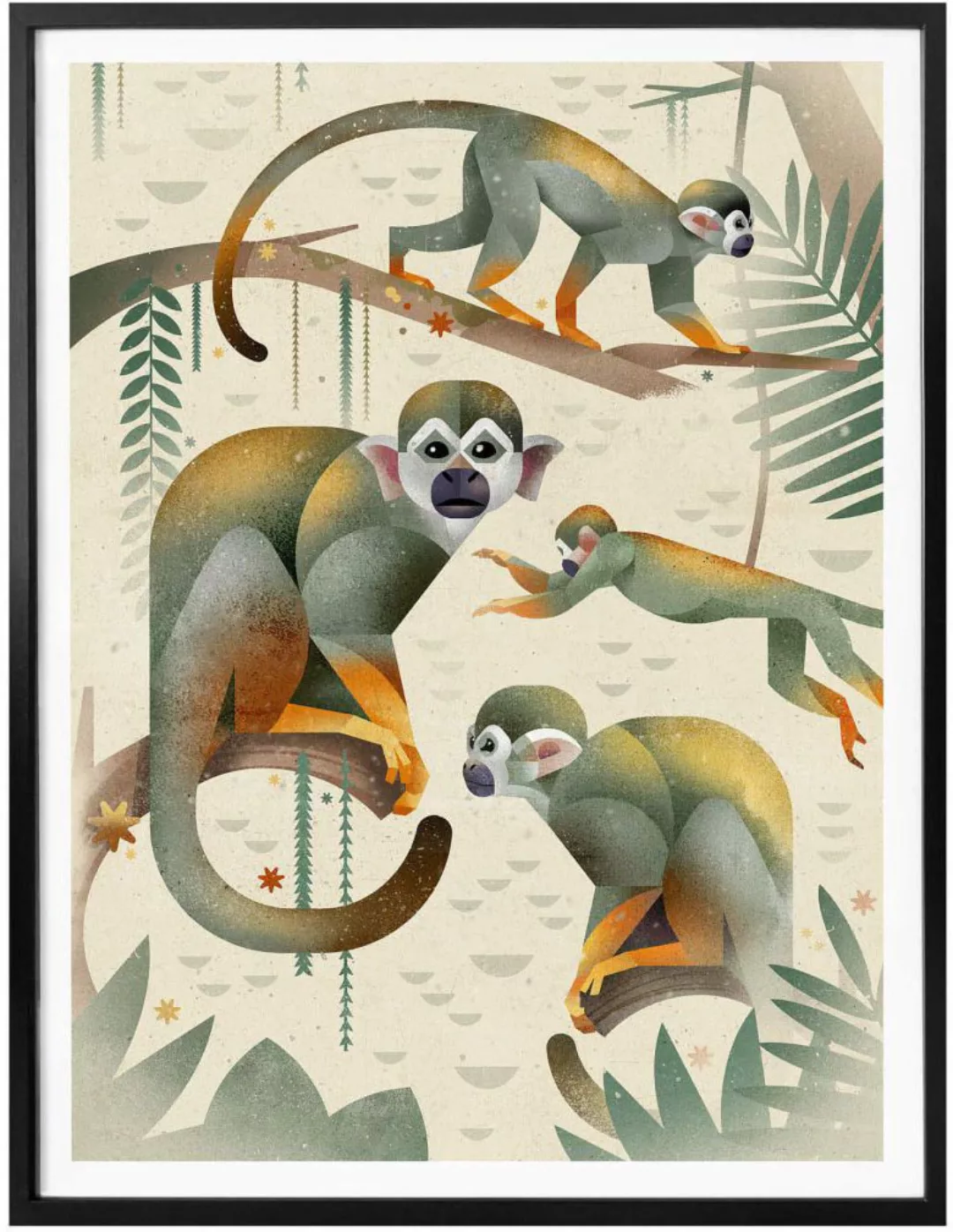 Wall-Art Poster "Squirrel Monkeys", Tiere, (1 St.), Poster ohne Bilderrahme günstig online kaufen