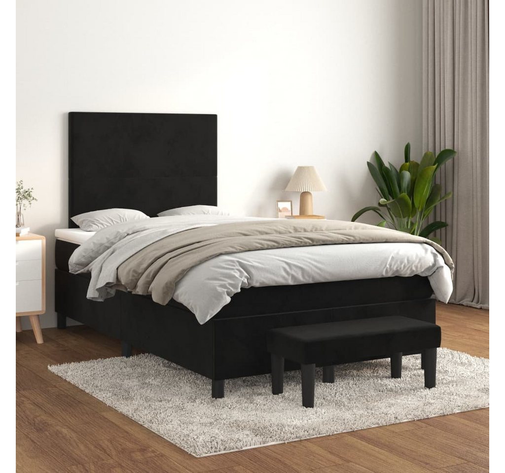 furnicato Bett Boxspringbett mit Matratze Schwarz 120x200 cm Samt günstig online kaufen