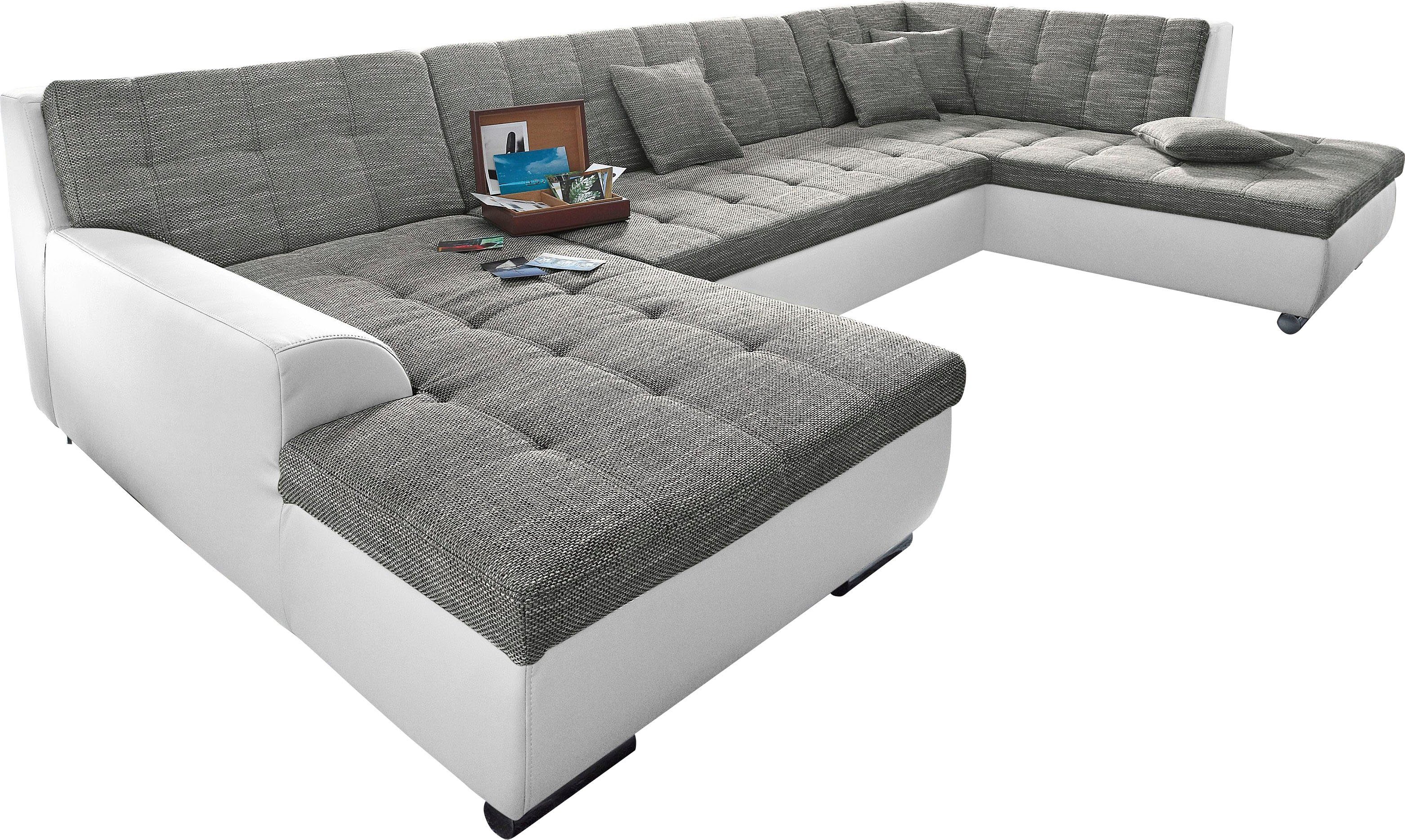 DOMO collection Wohnlandschaft "Treviso incl. Zierkissen, moderne Steppung, günstig online kaufen