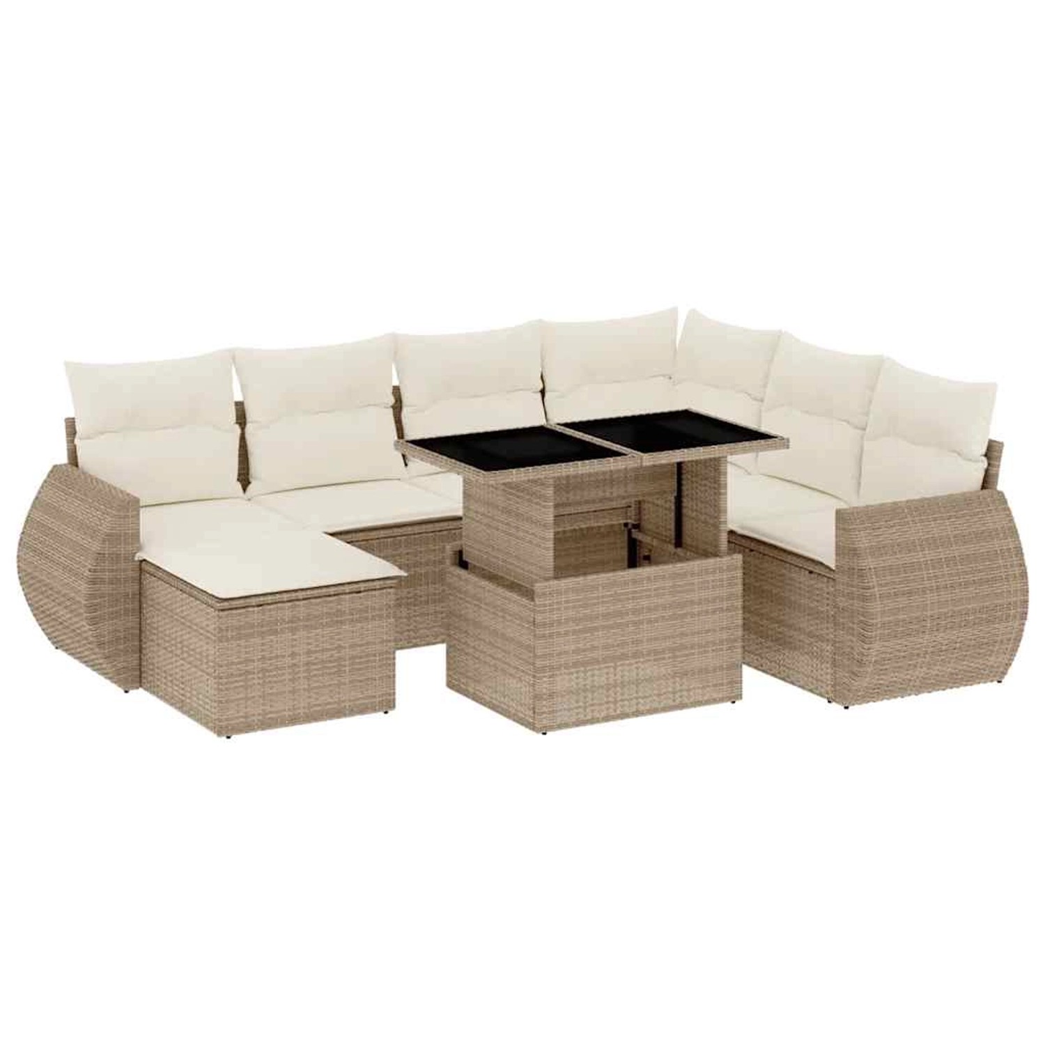 vidaXL 8-Tlg Garten-Sofagarnitur mit Kissen Beige Poly Rattan 3268698 günstig online kaufen